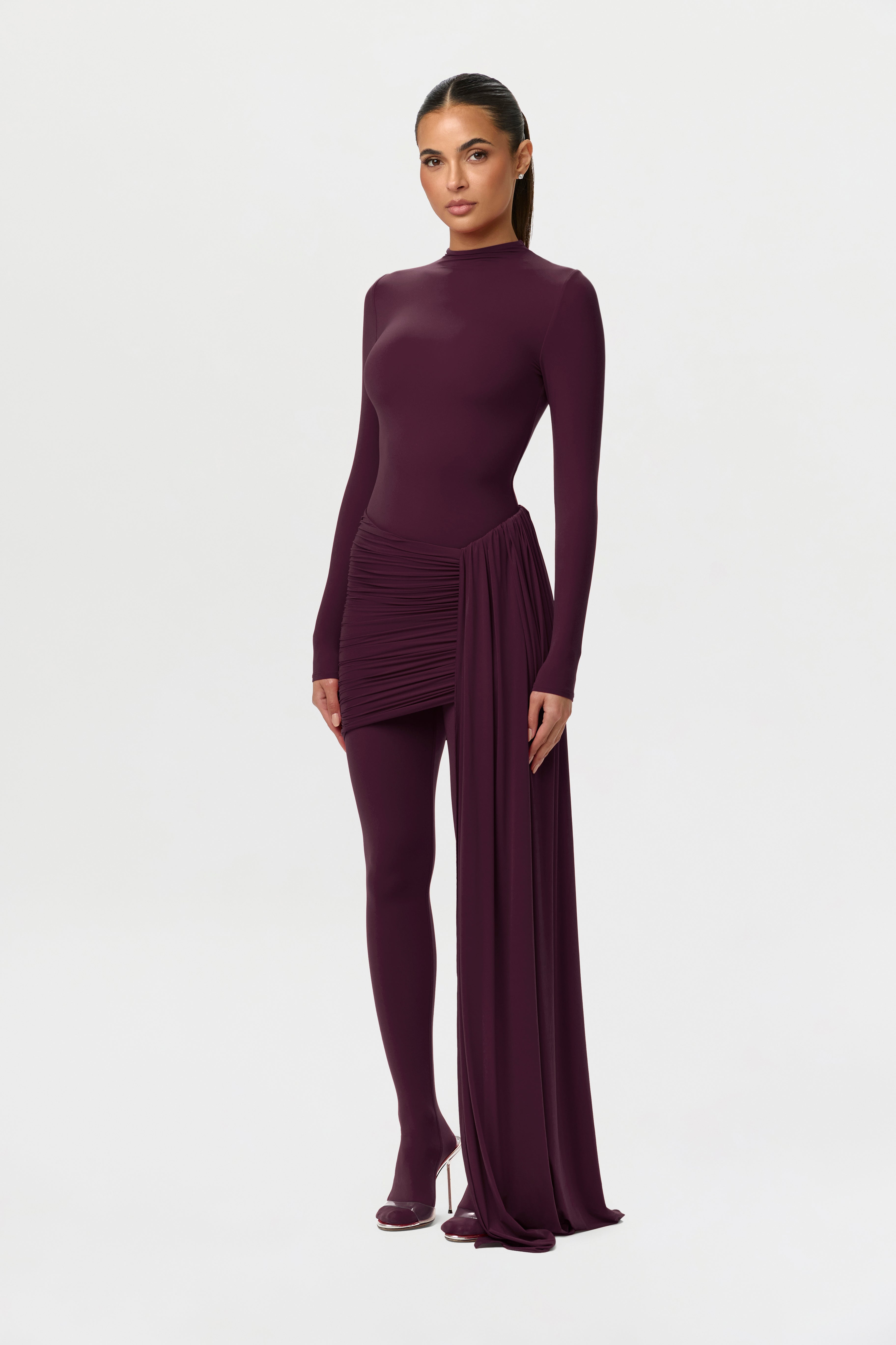 Naked Ruched Drape Mini Skirt
