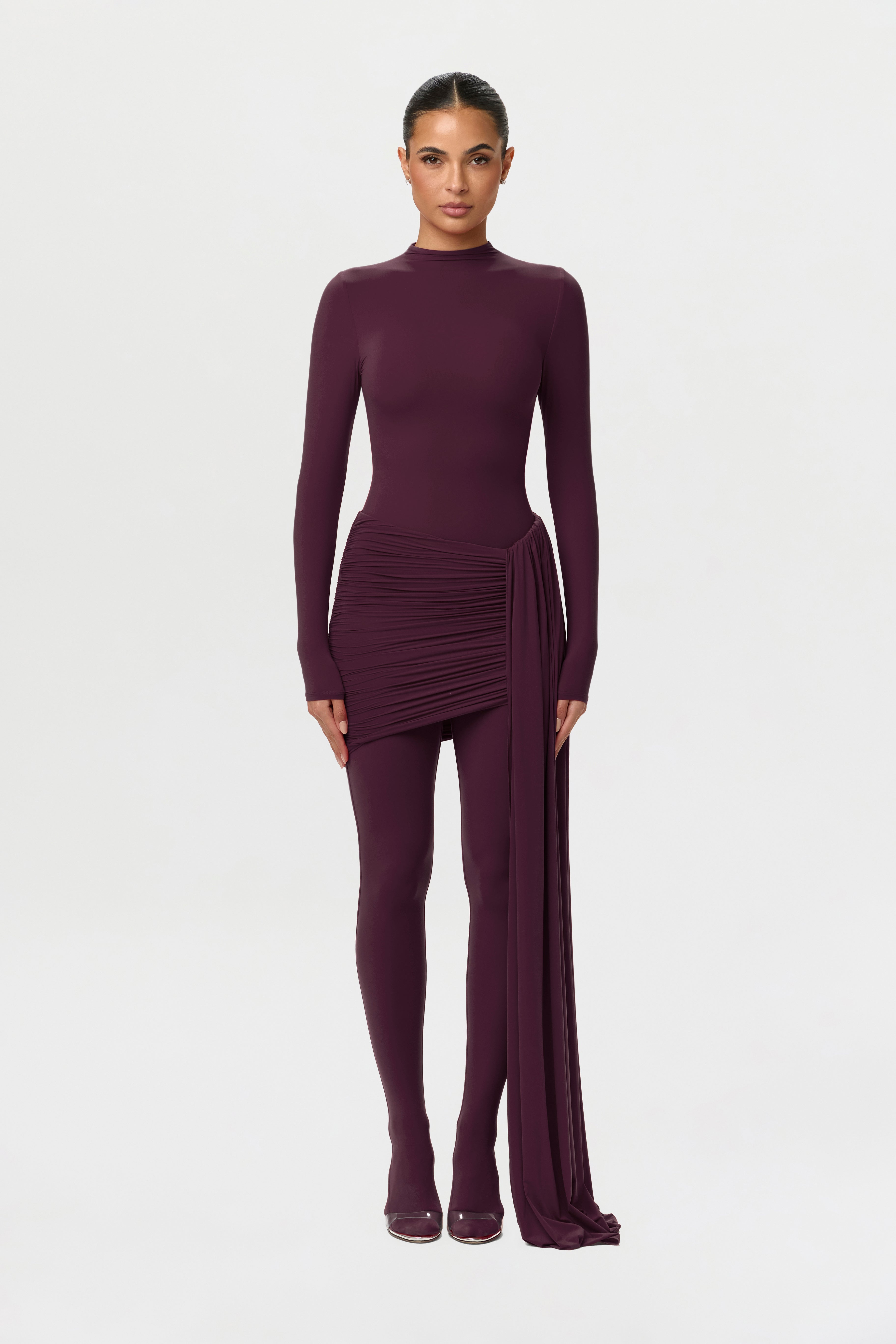 Naked Ruched Drape Mini Skirt