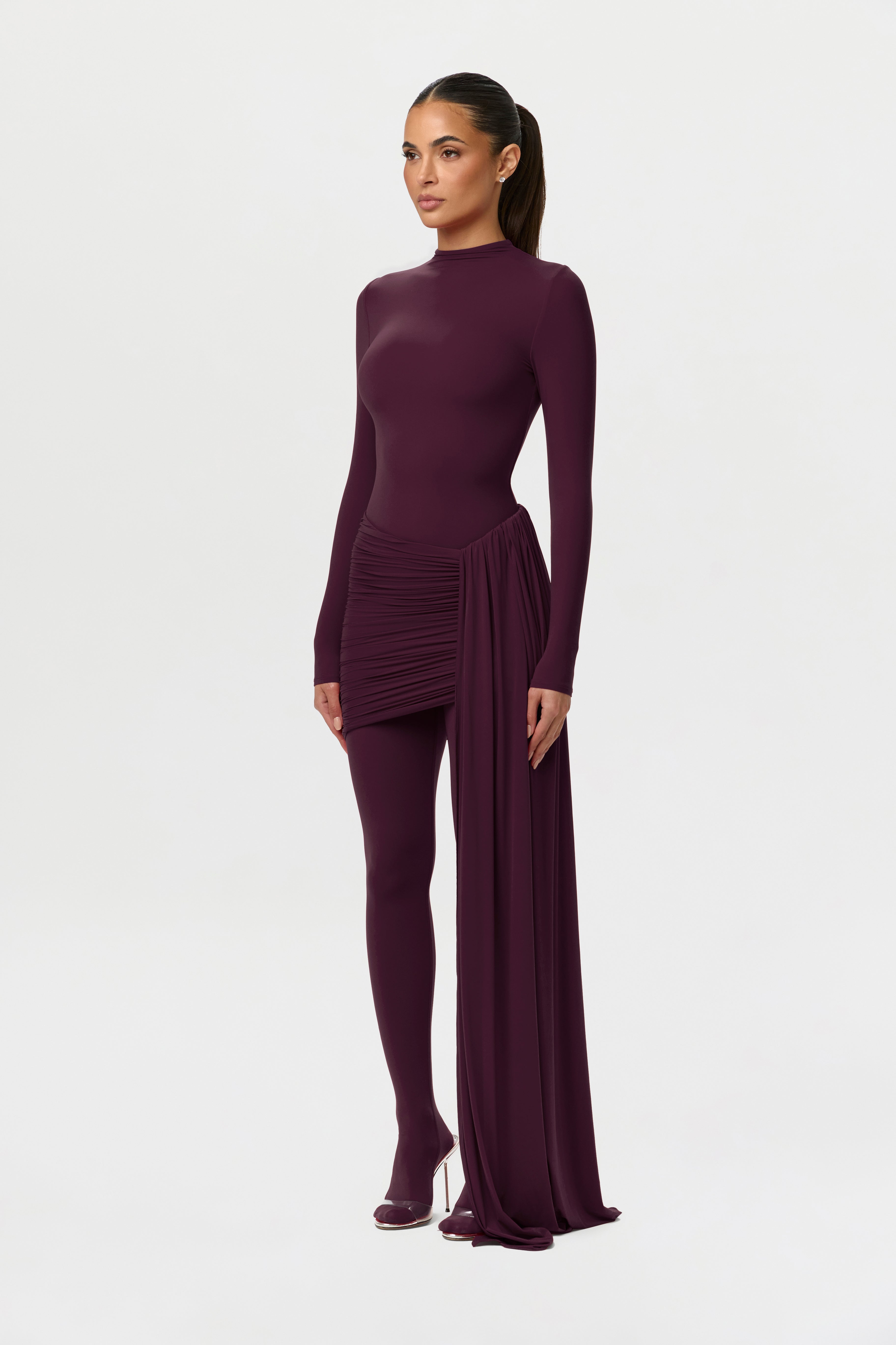 Naked Ruched Drape Mini Skirt