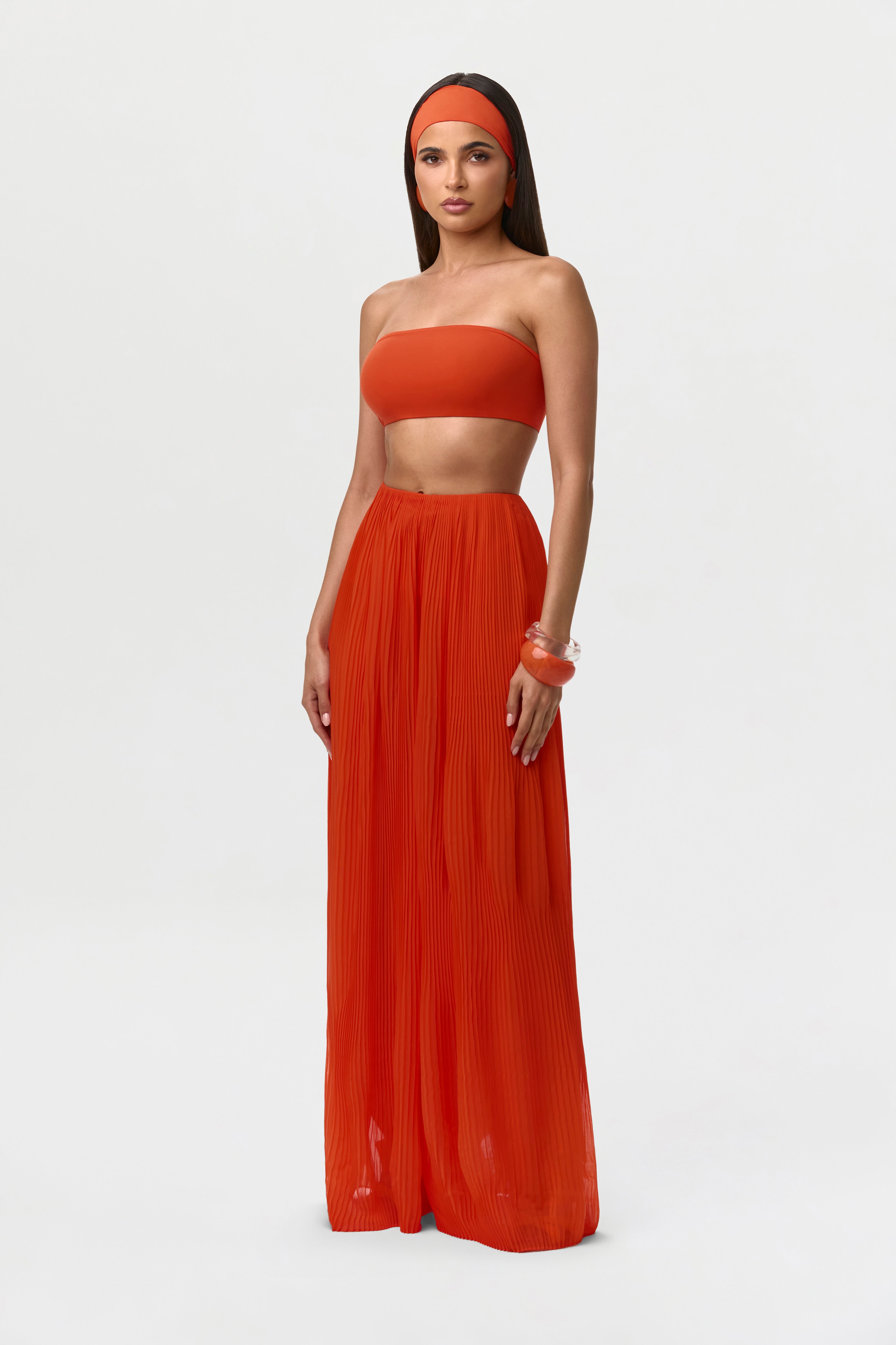 Chiffon Pleated Wide Leg Pants