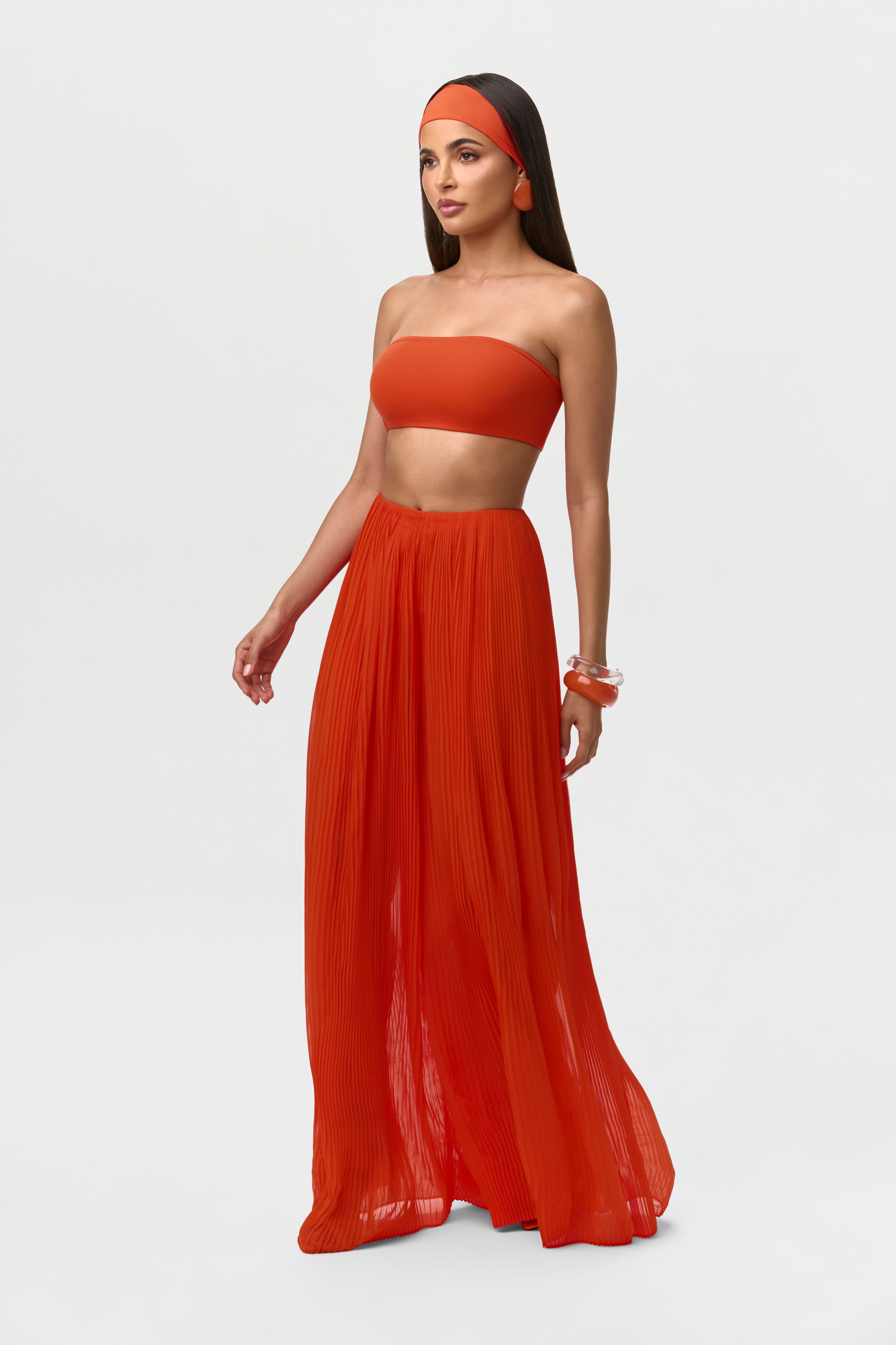 Chiffon Pleated Wide Leg Pants