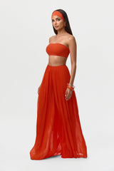 Chiffon Pleated Wide Leg Pants