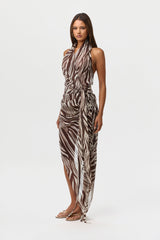 Chiffon Print Asymmetrical Skirt
