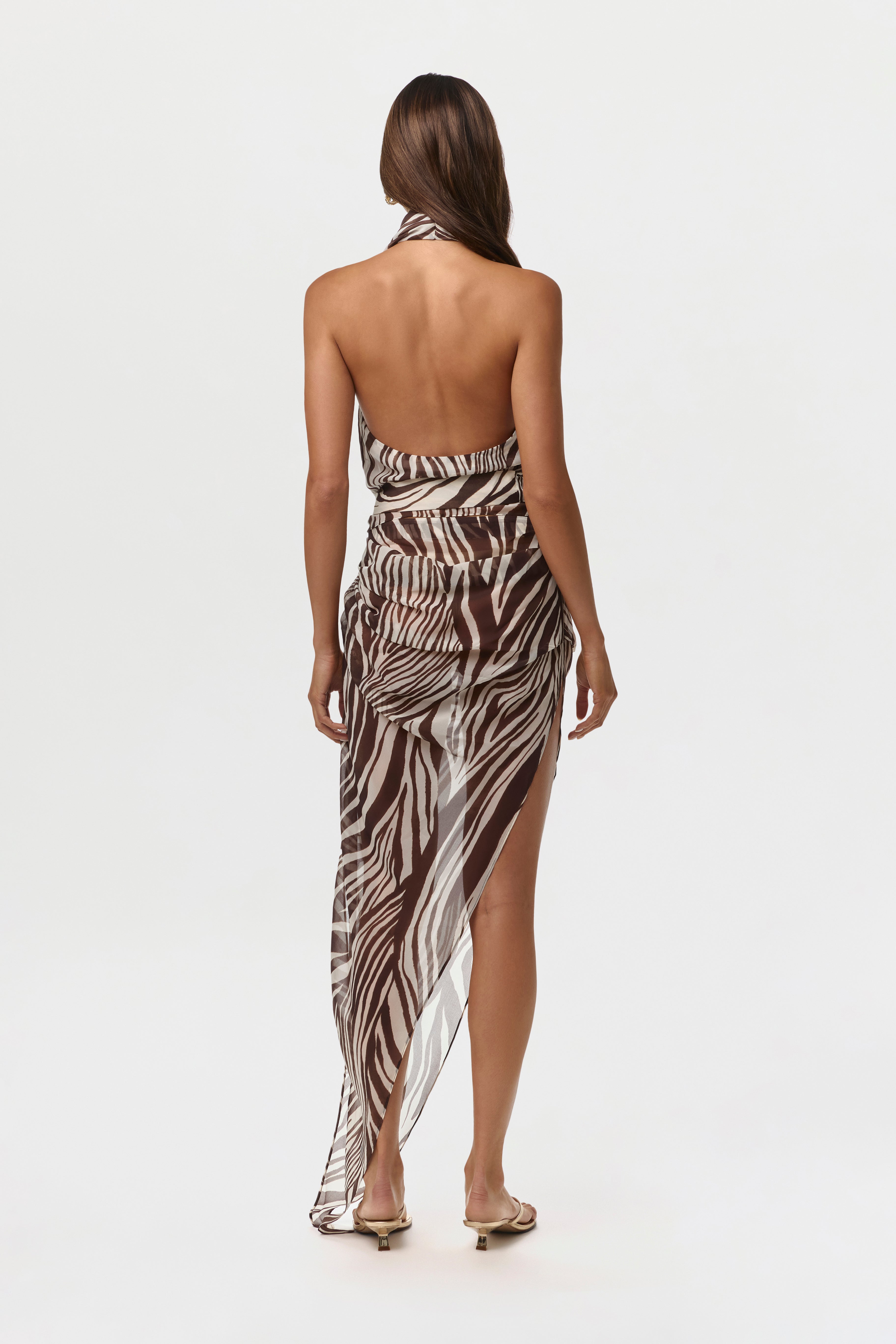 Chiffon Print Asymmetrical Skirt