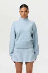 Pleated Knit Sweater Mini Skirt