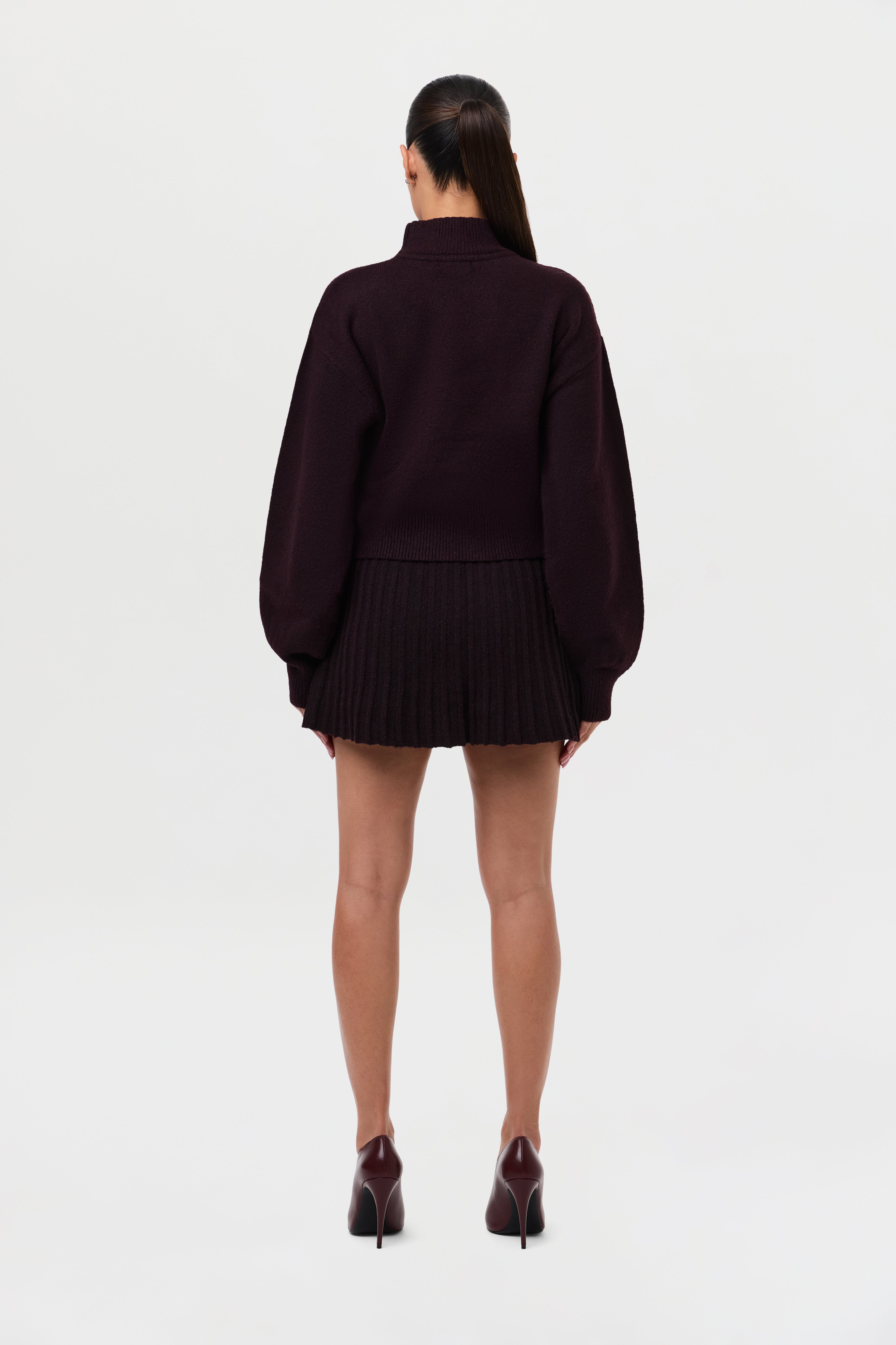 Pleated Knit Sweater Mini Skirt