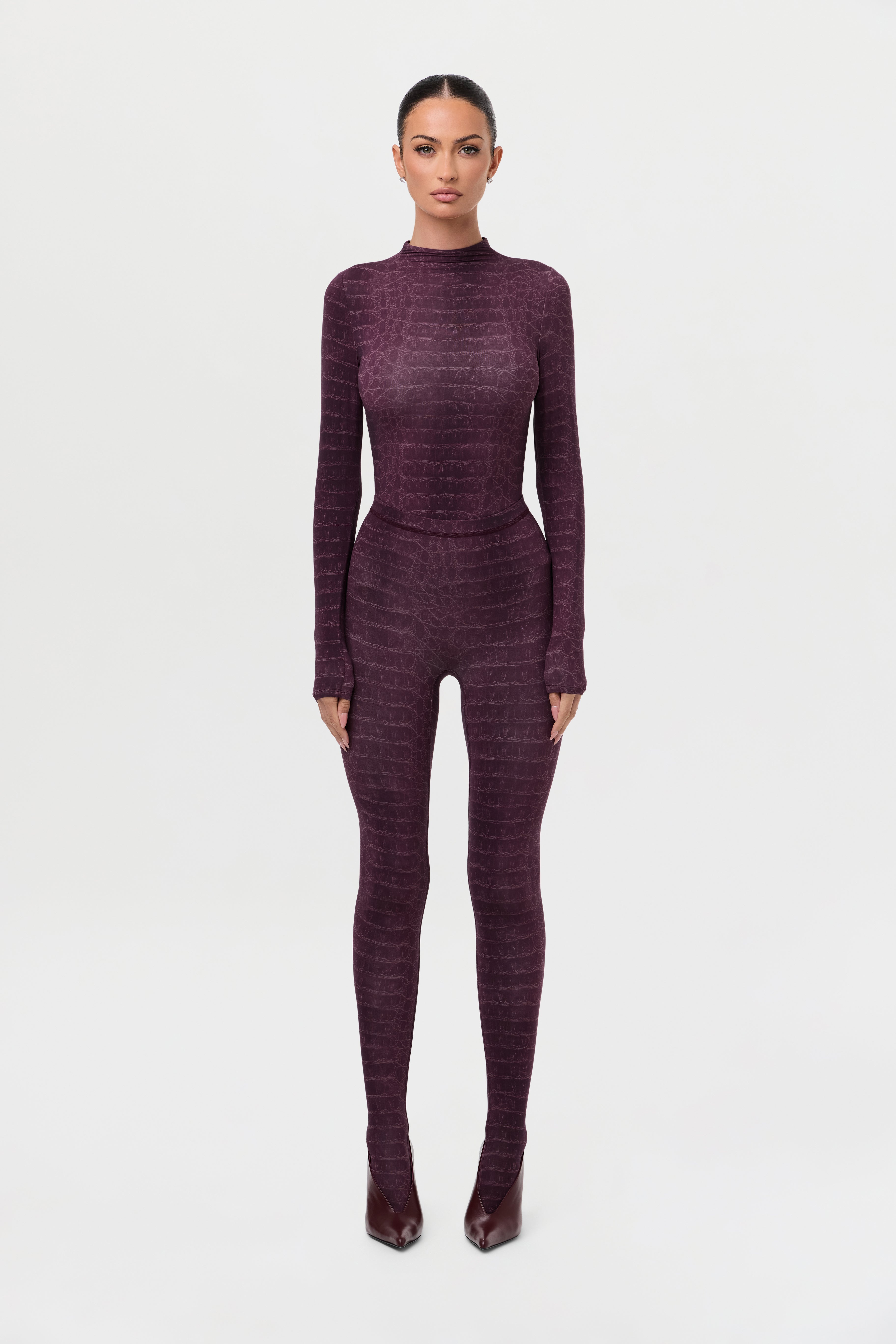 Naked Print Mock Neck Top