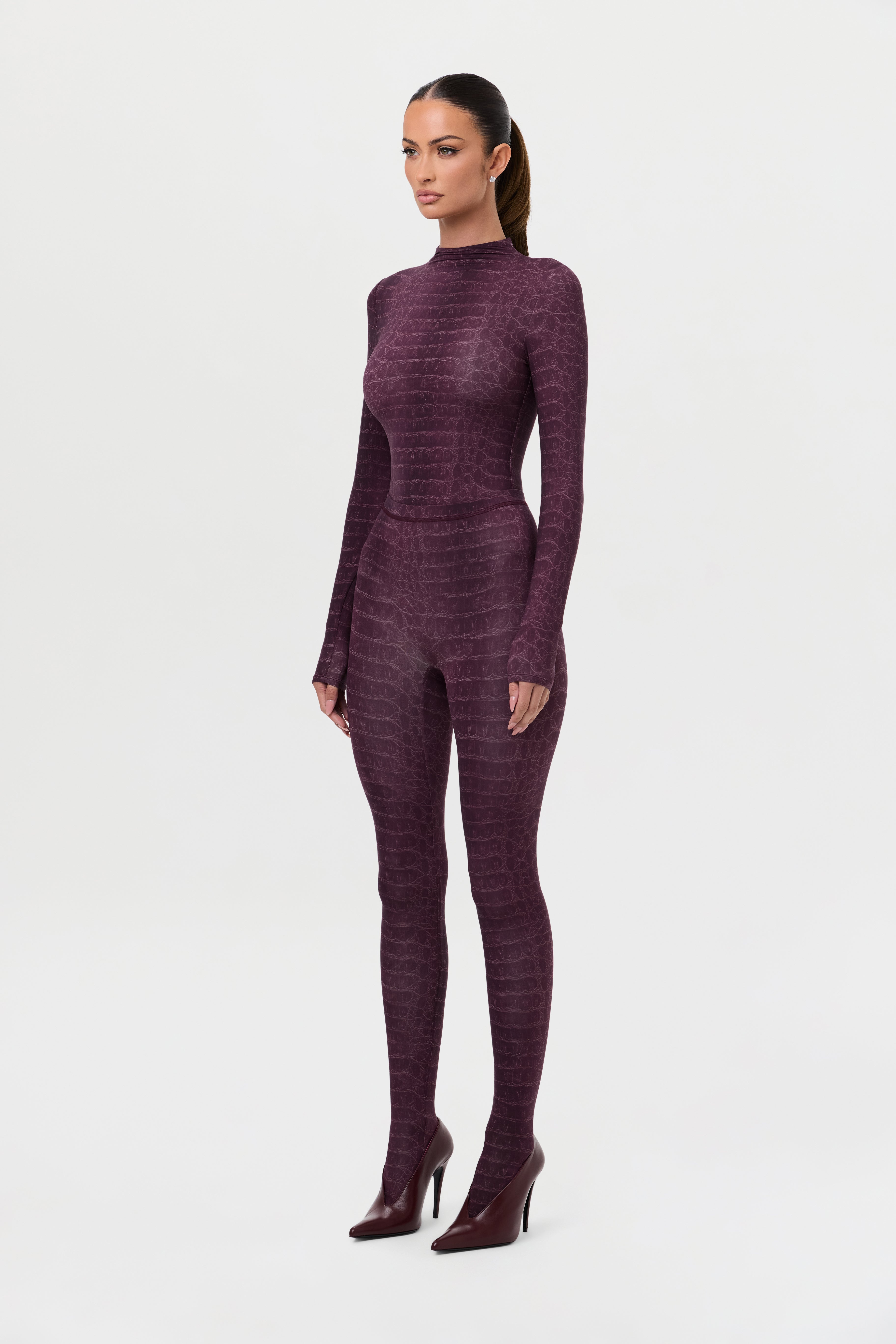 Naked Print Mock Neck Top