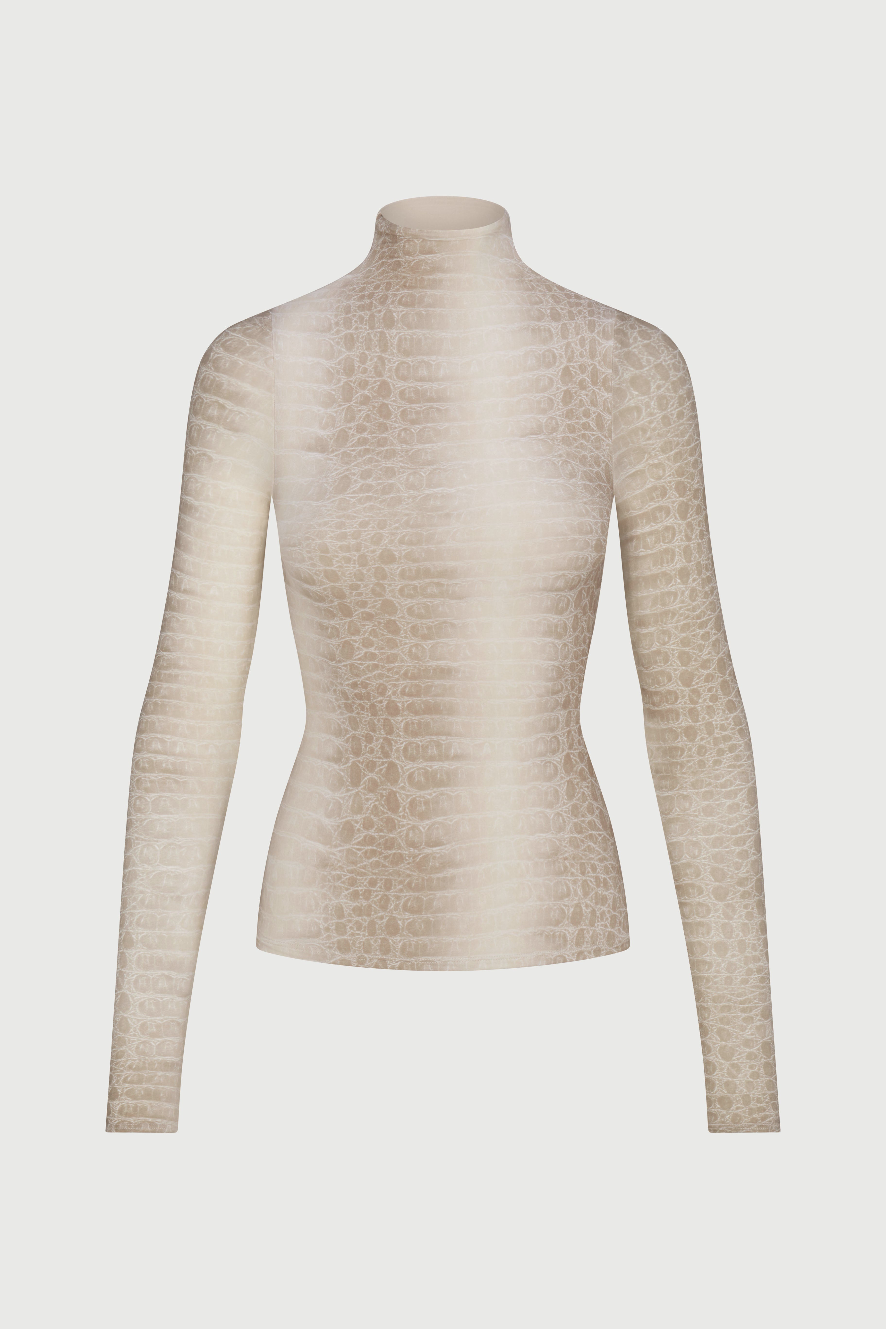 Naked Print Mock Neck Top
