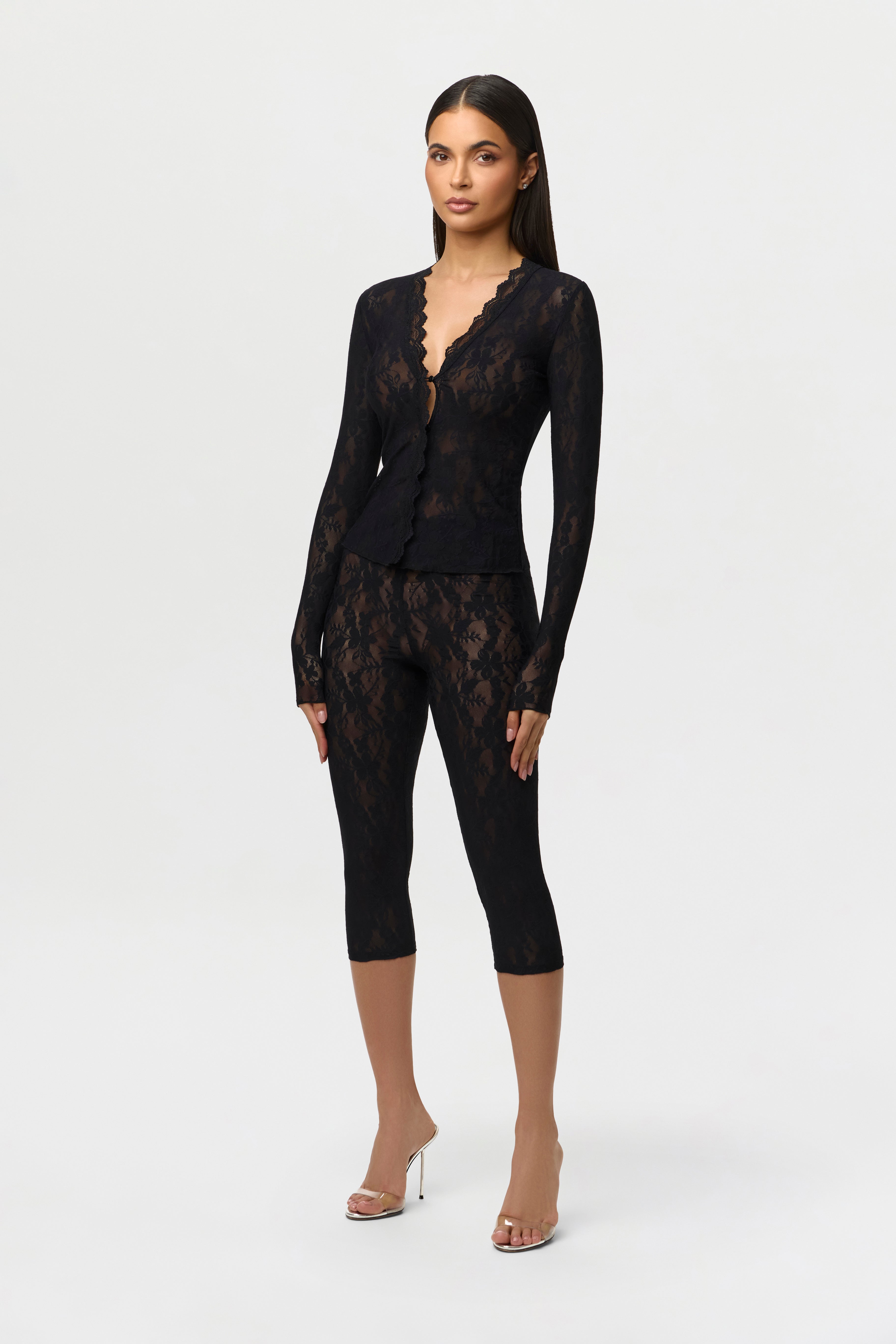 Stretch Lace Cropped Legging