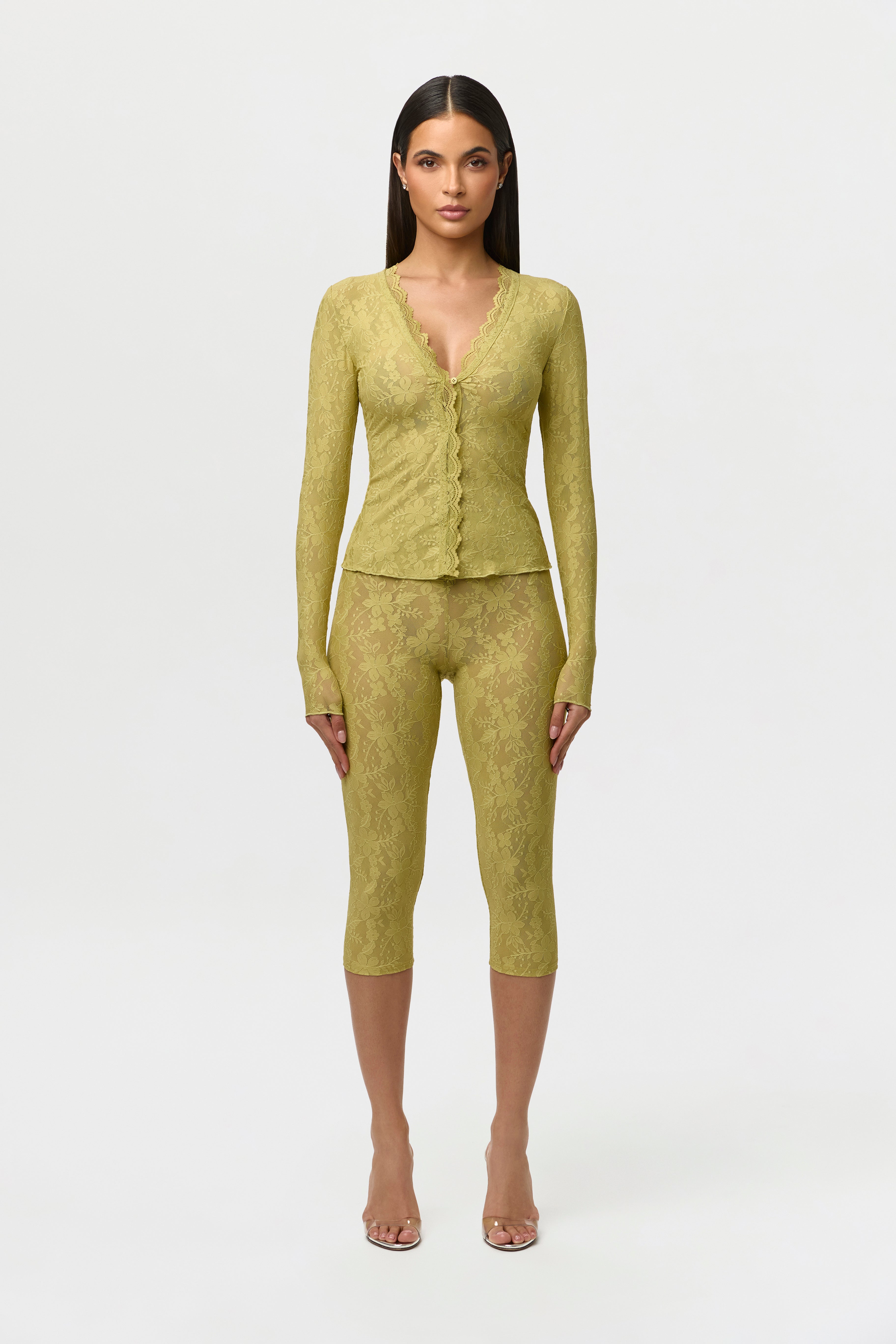 Stretch Lace Cropped Legging