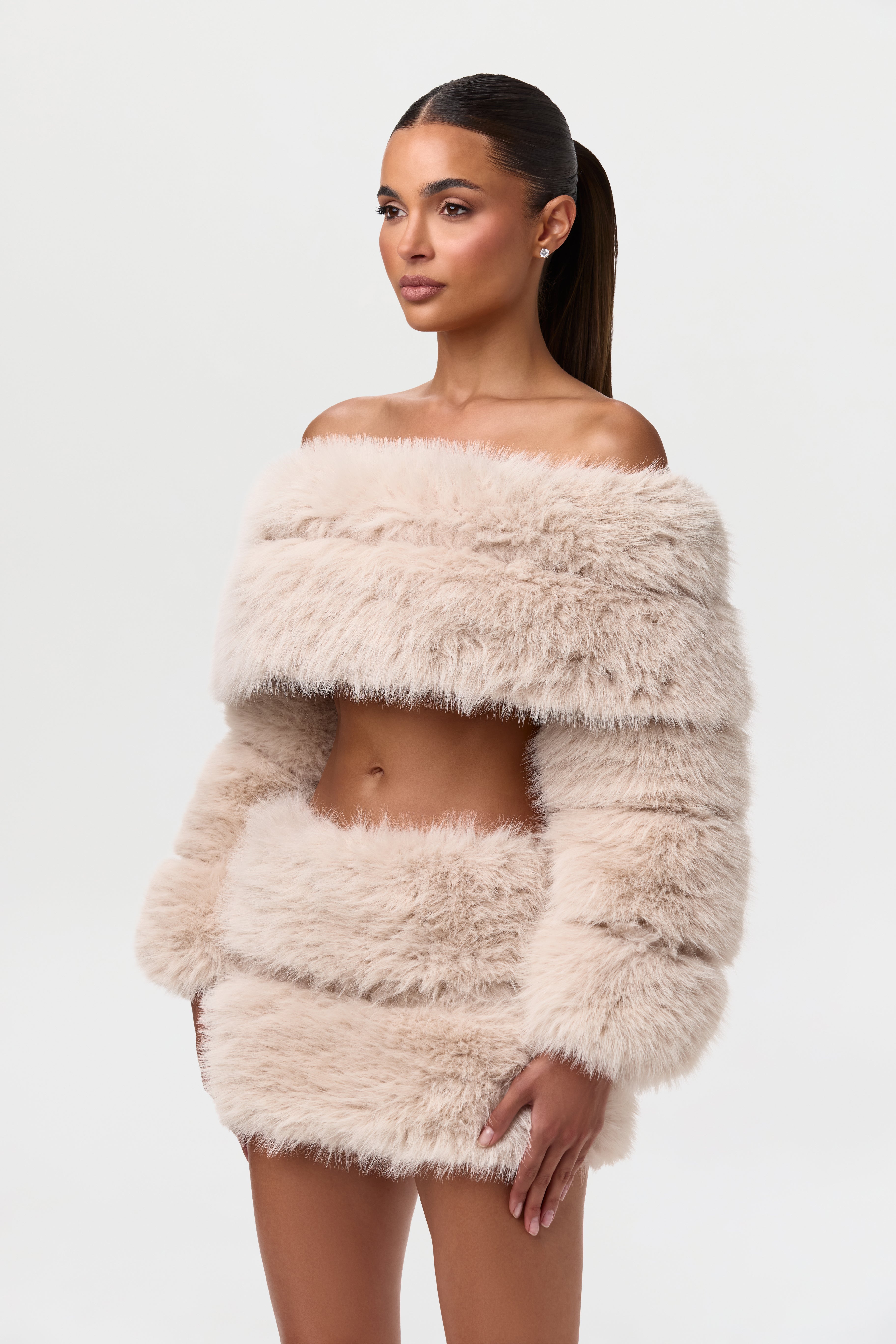 Faux Fur Pelted Mini Skirt