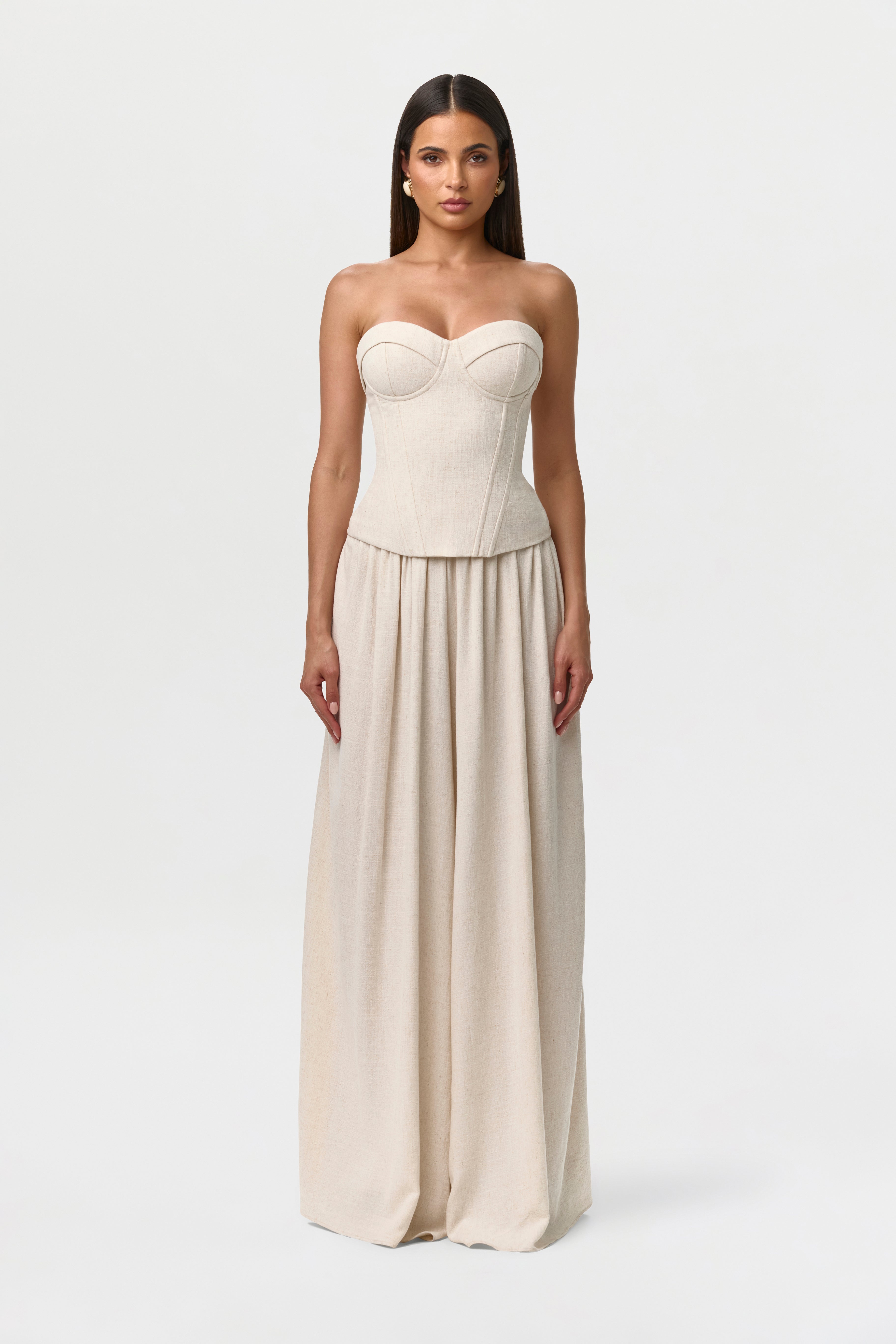 Linen Pleated Wide Leg Pants