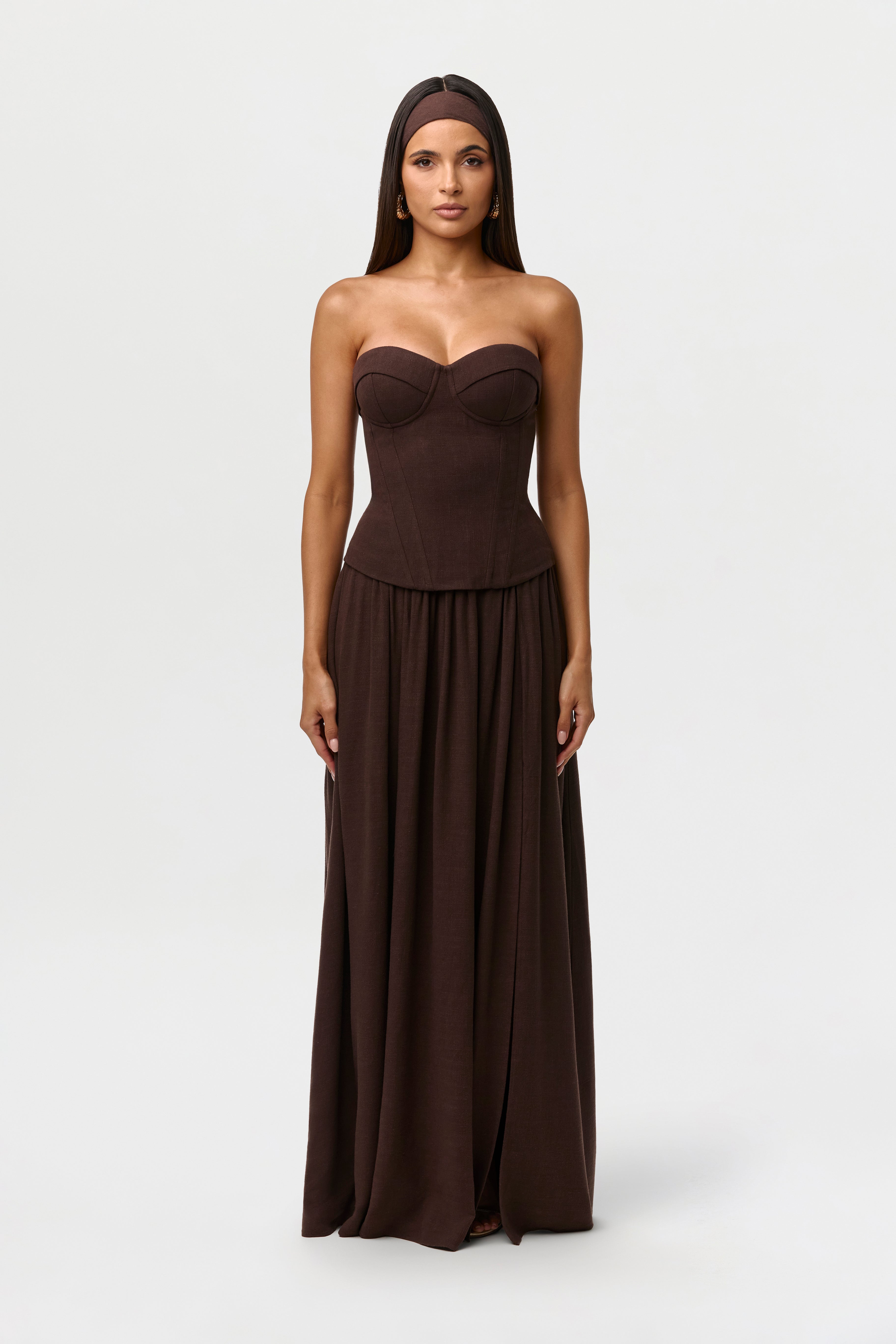 Linen Pleated Maxi Skirt