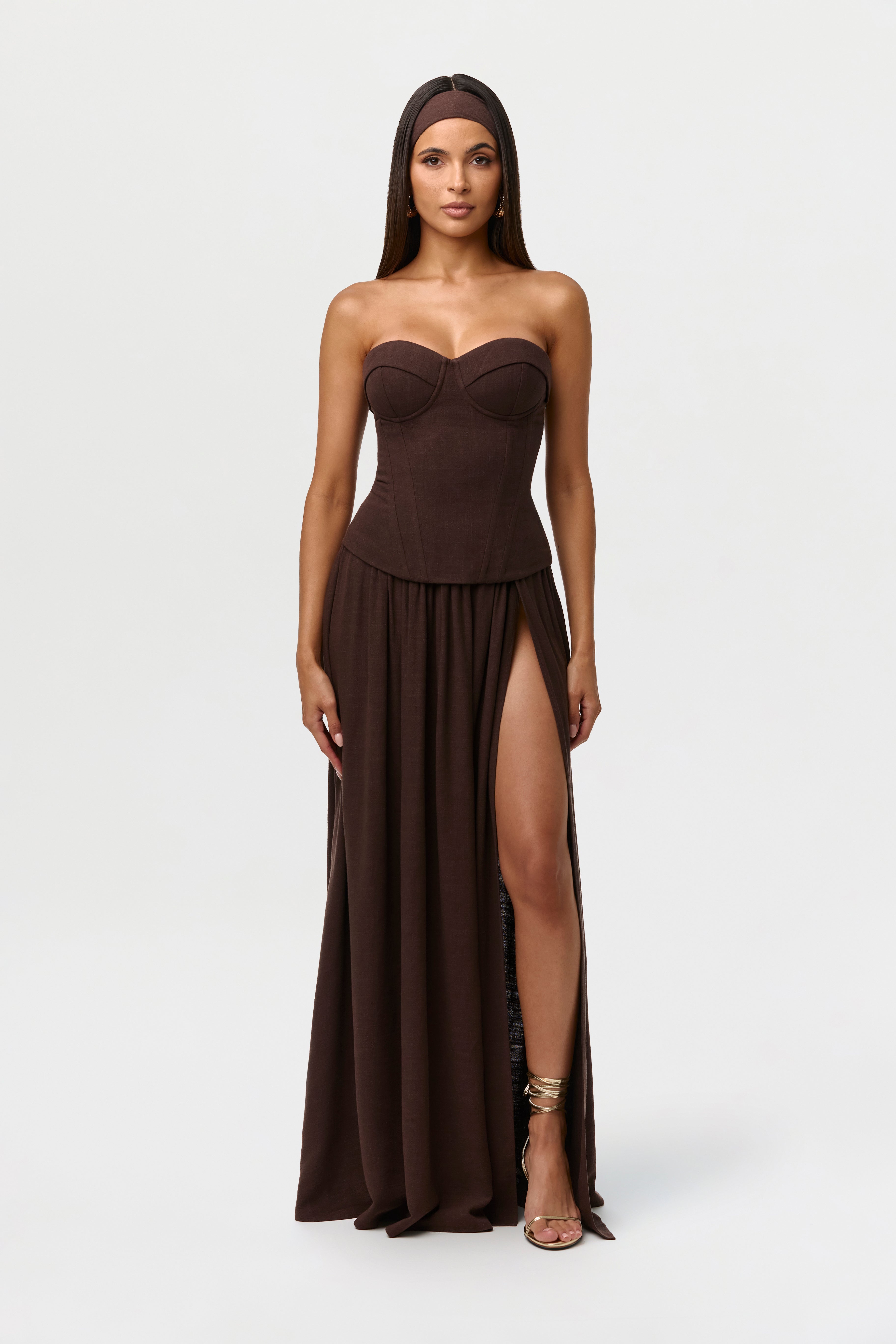 Linen Pleated Maxi Skirt
