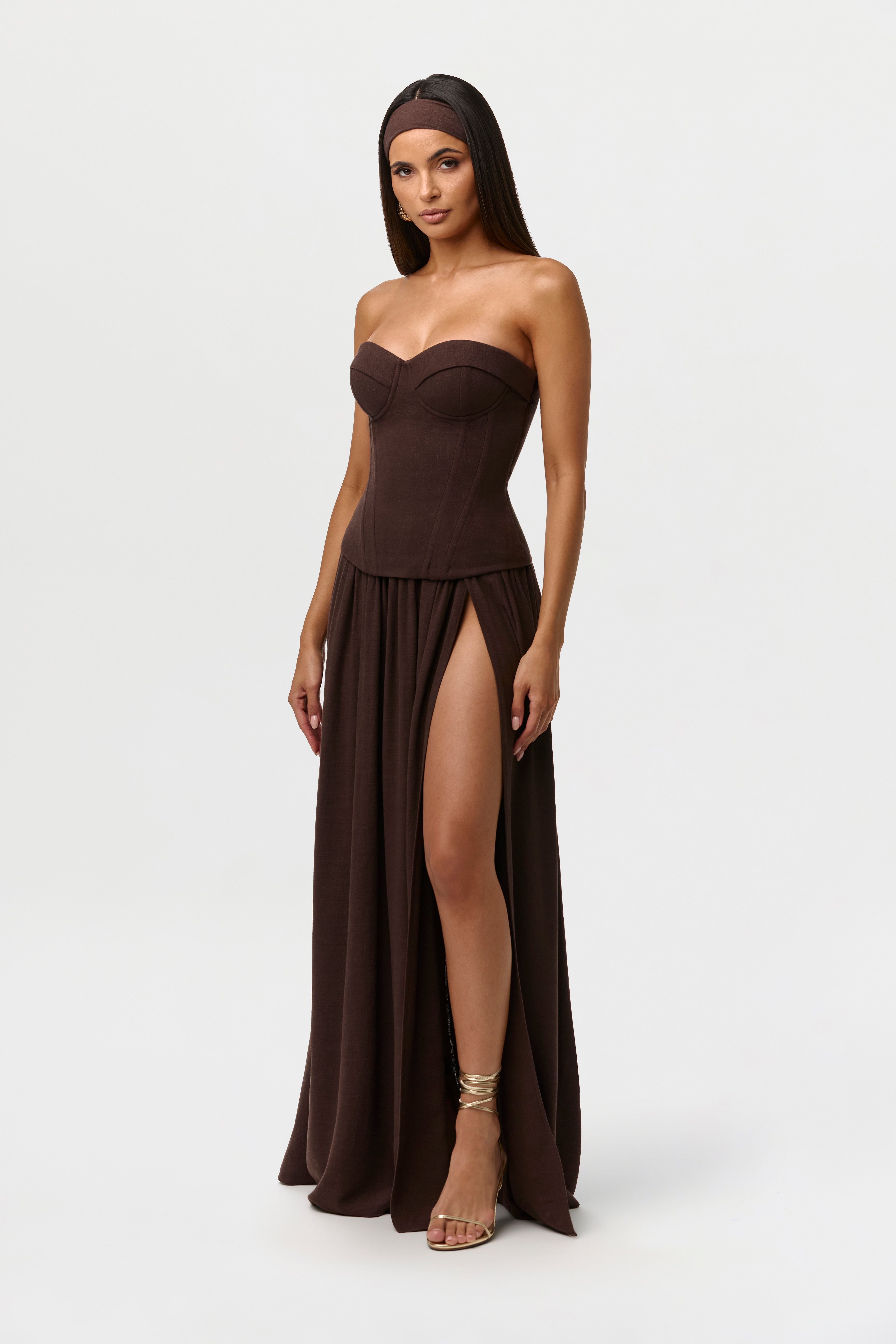 Linen Pleated Maxi Skirt