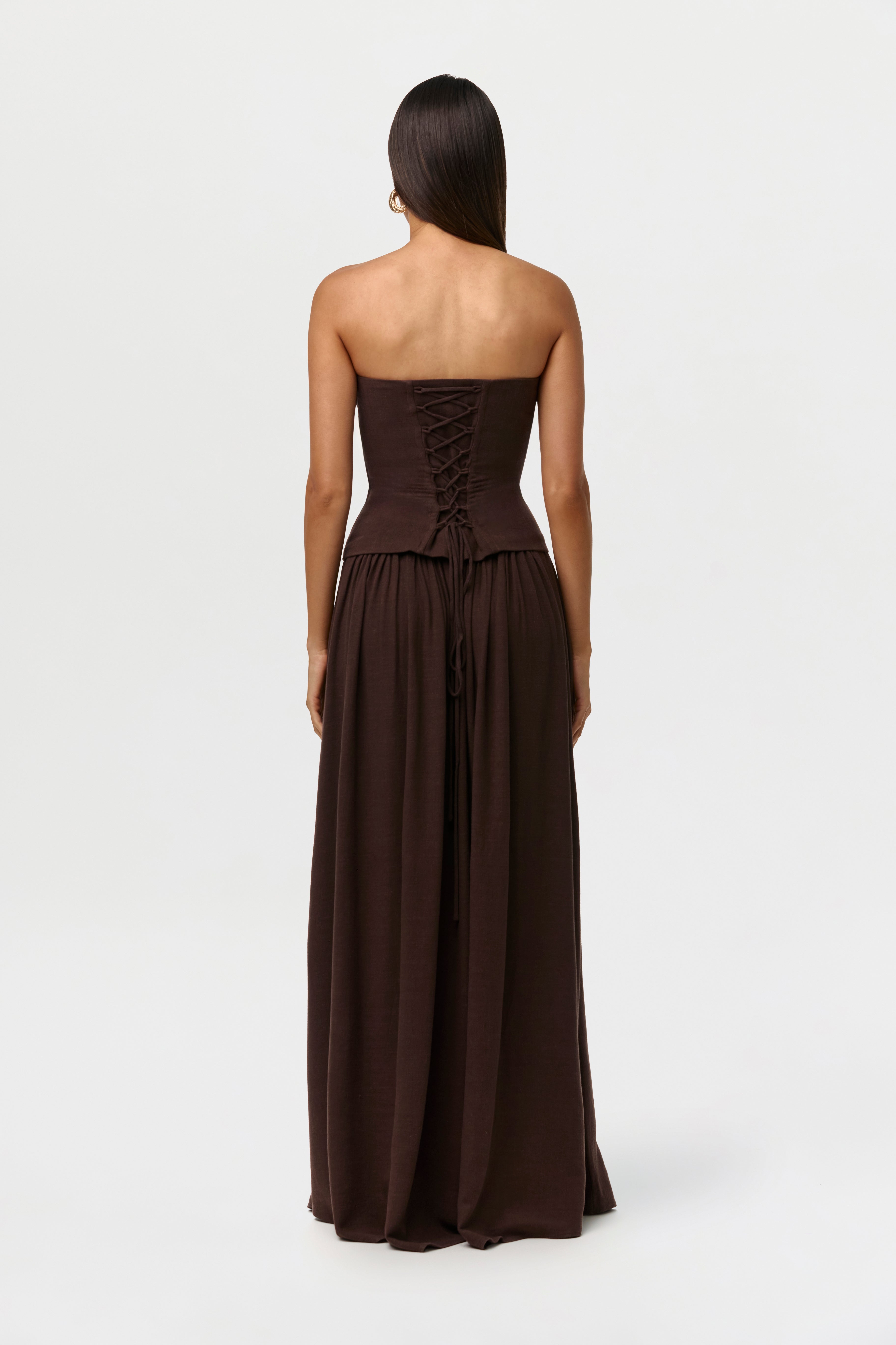 Linen Pleated Maxi Skirt