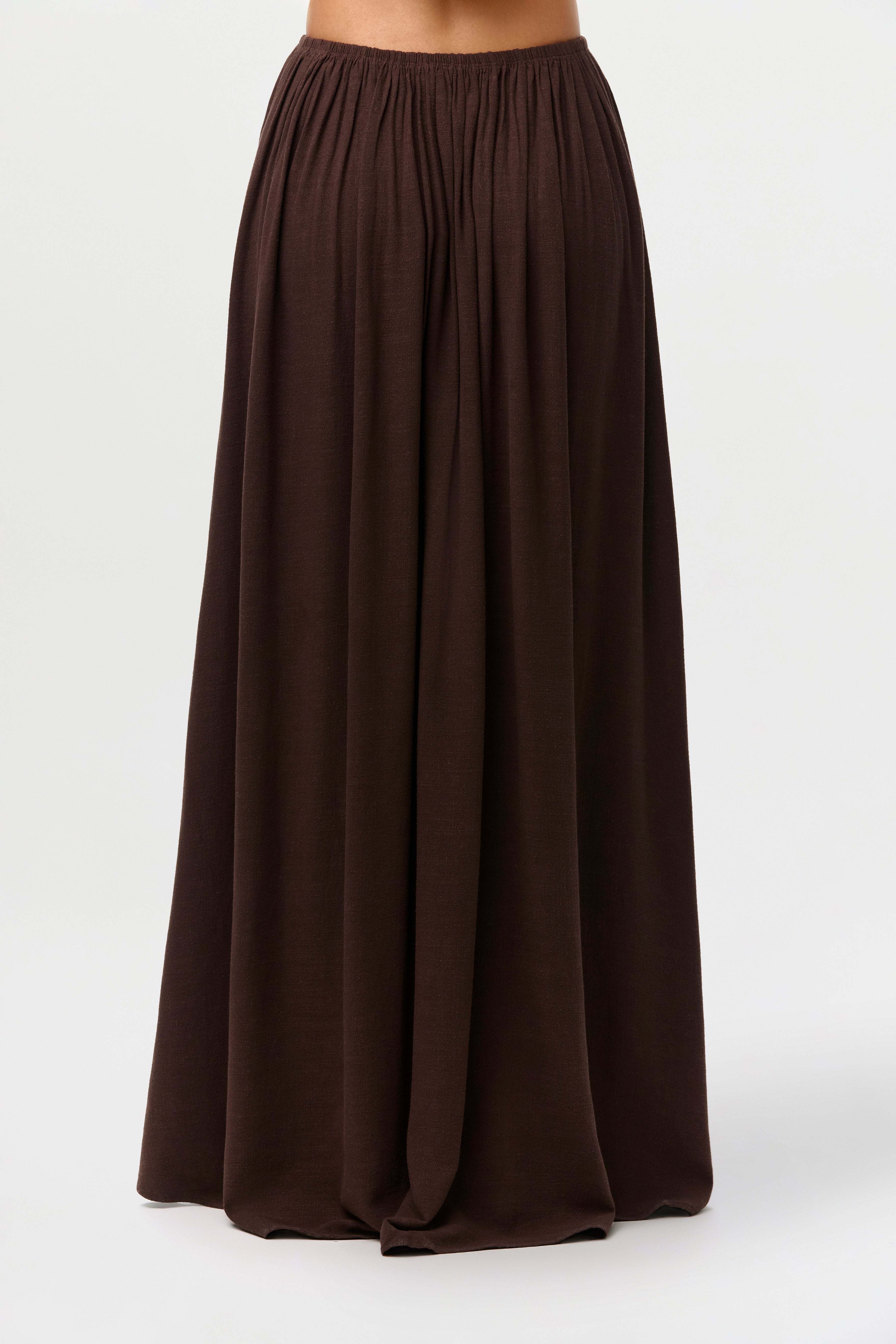 Linen Pleated Maxi Skirt