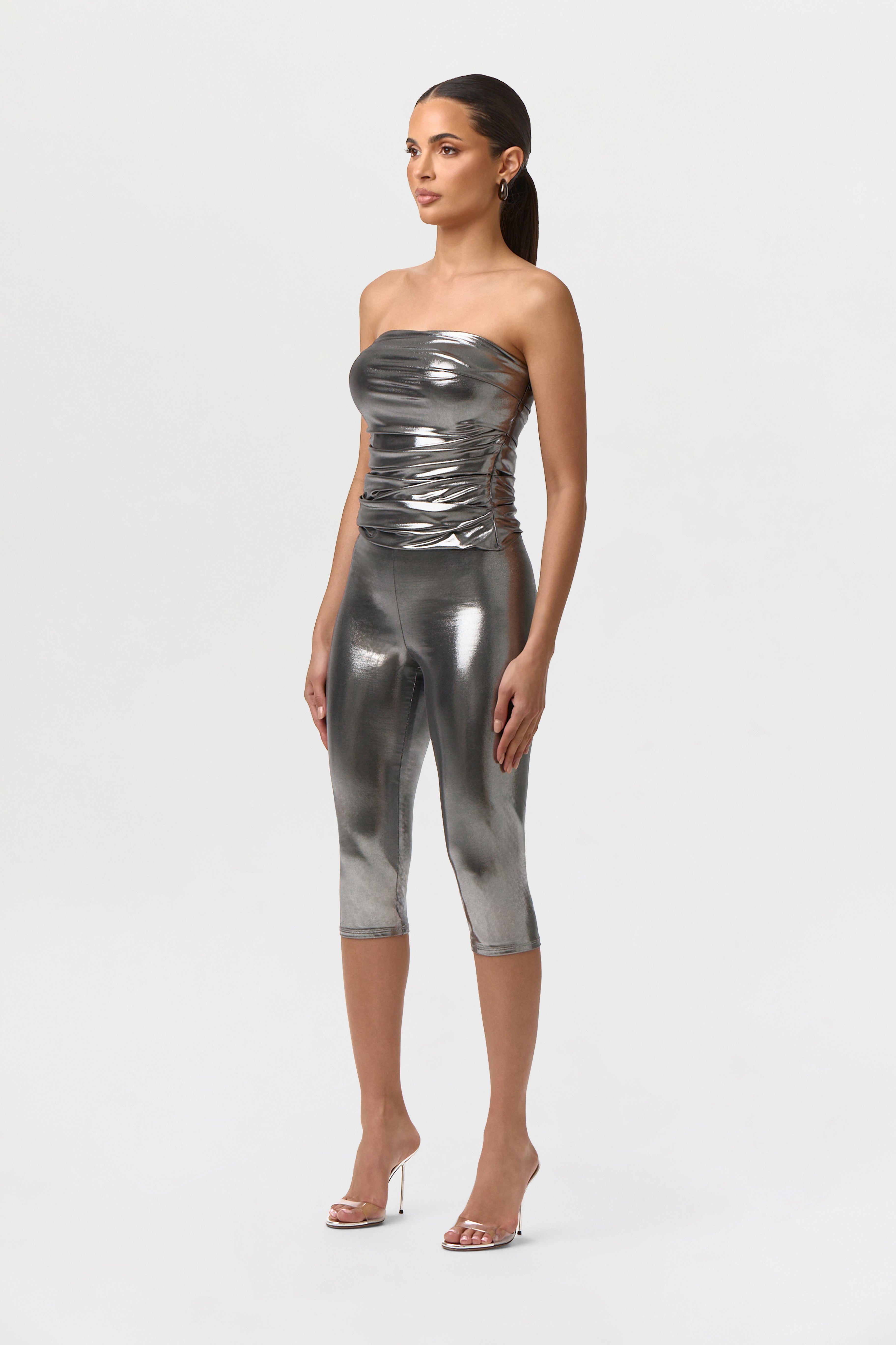Foil Jersey Capri Leggings
