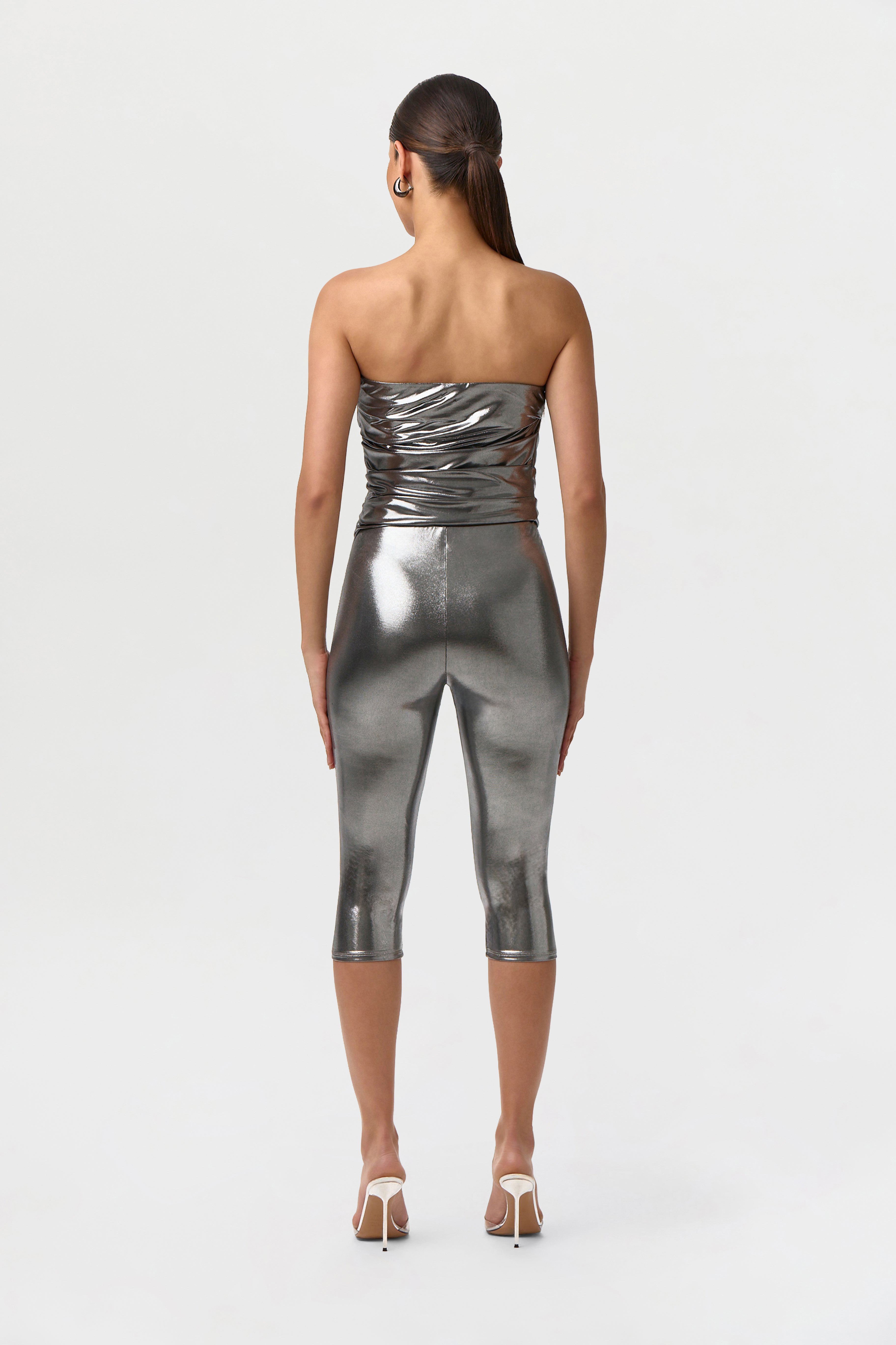 Foil Jersey Capri Leggings