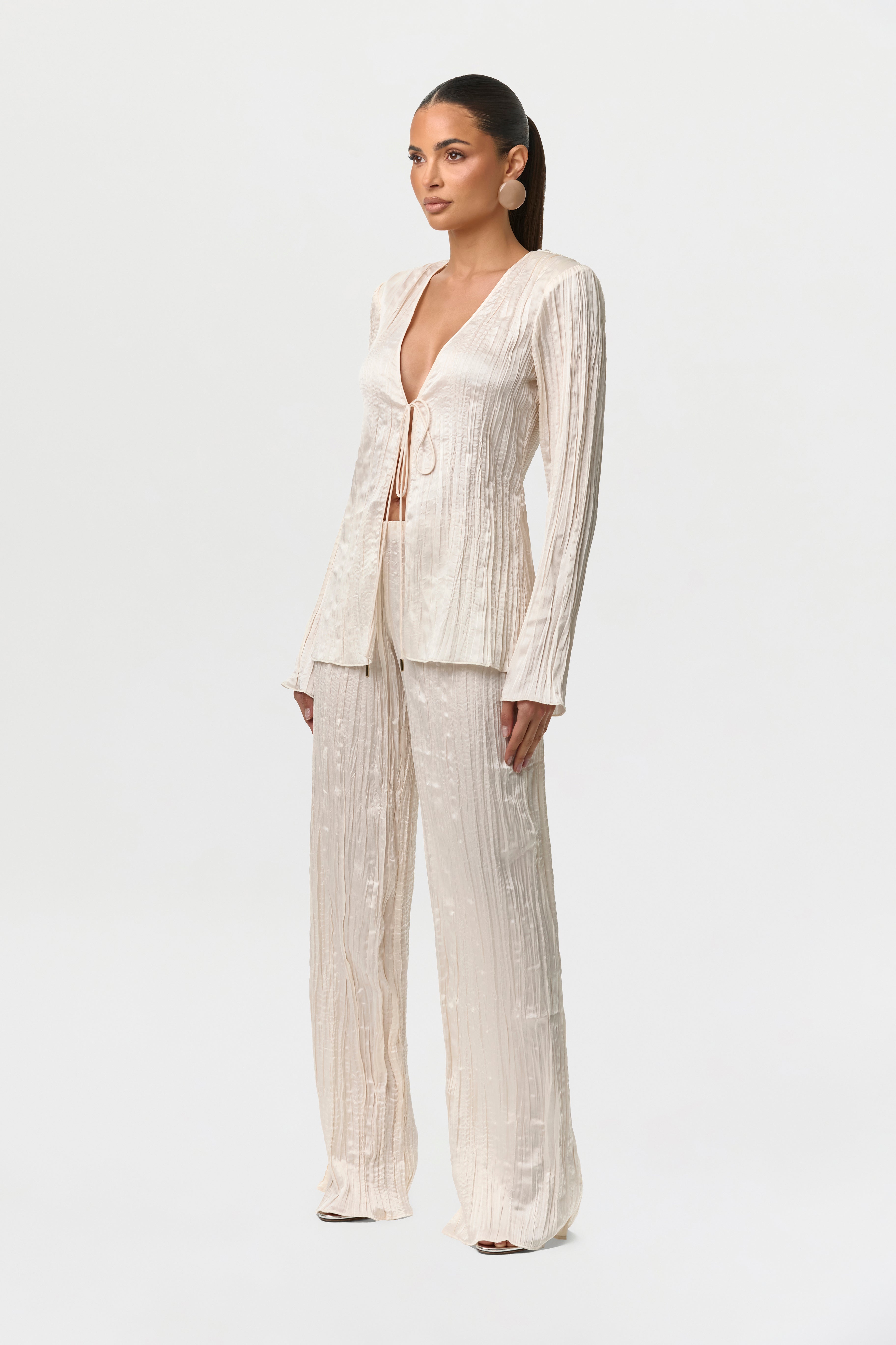 Satin Plissé Pant