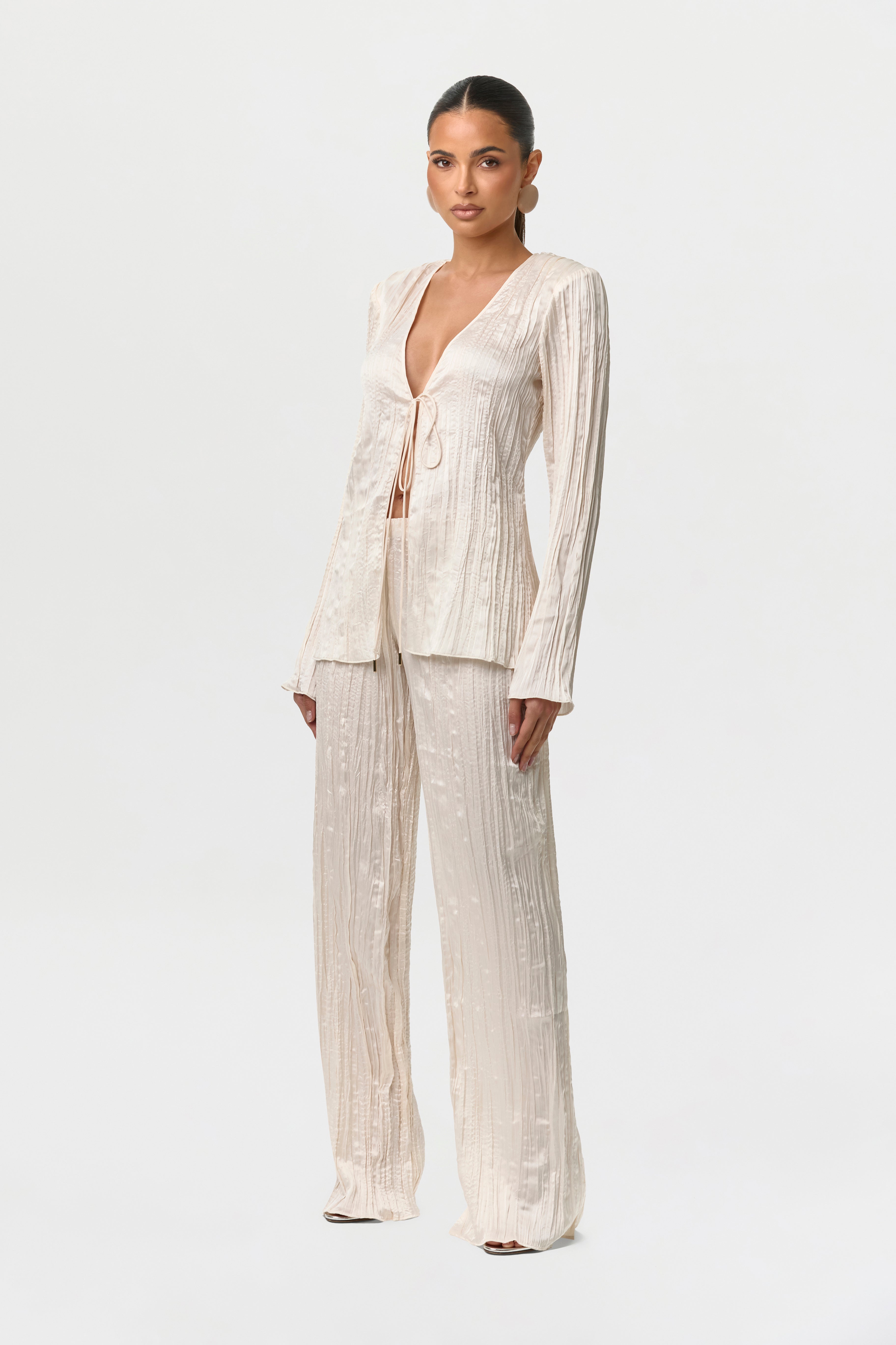 Satin Plissé Pant