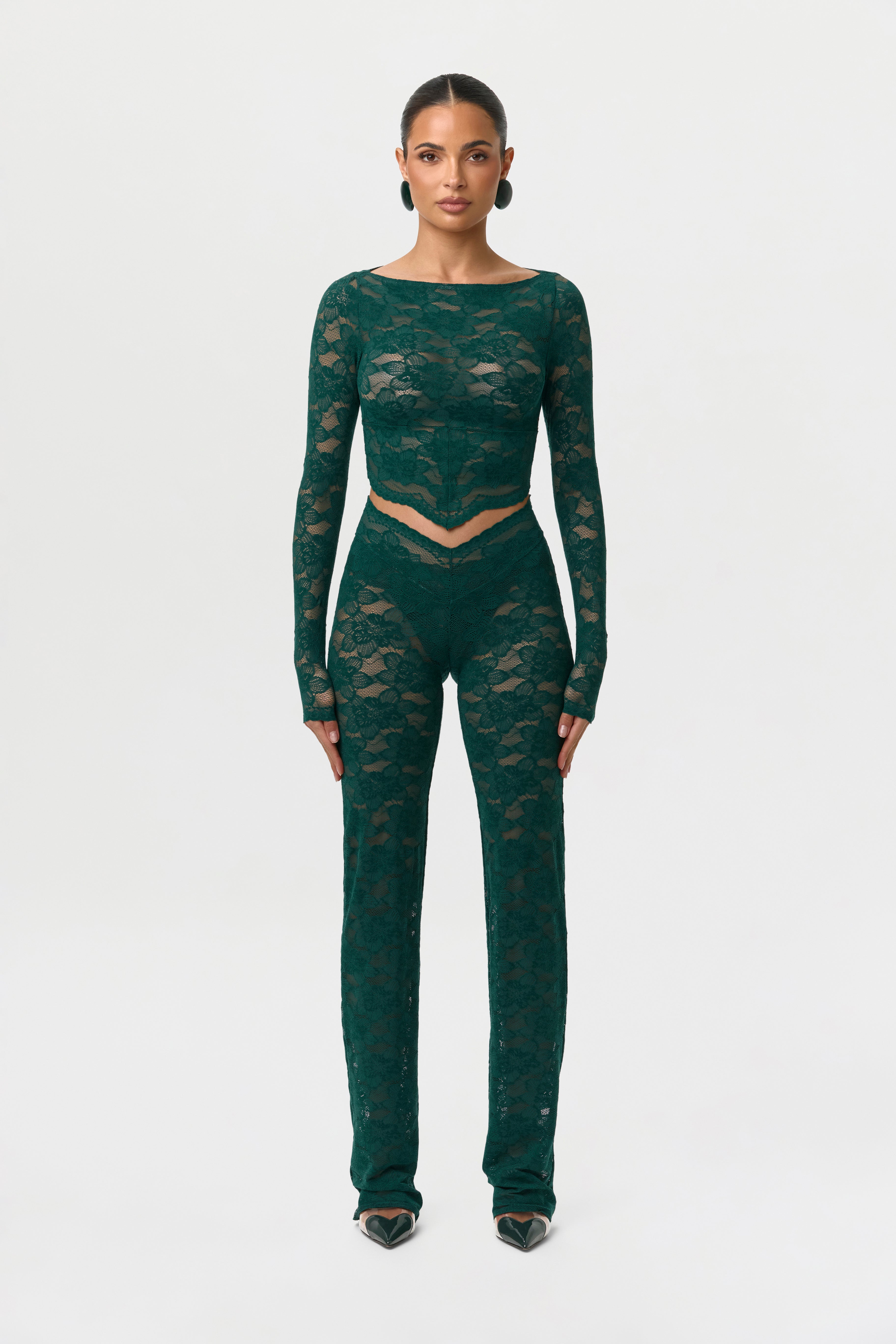 Stretch Lace Straight Leg Pants
