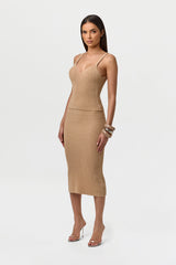 Knit High Waist Midi Skirt
