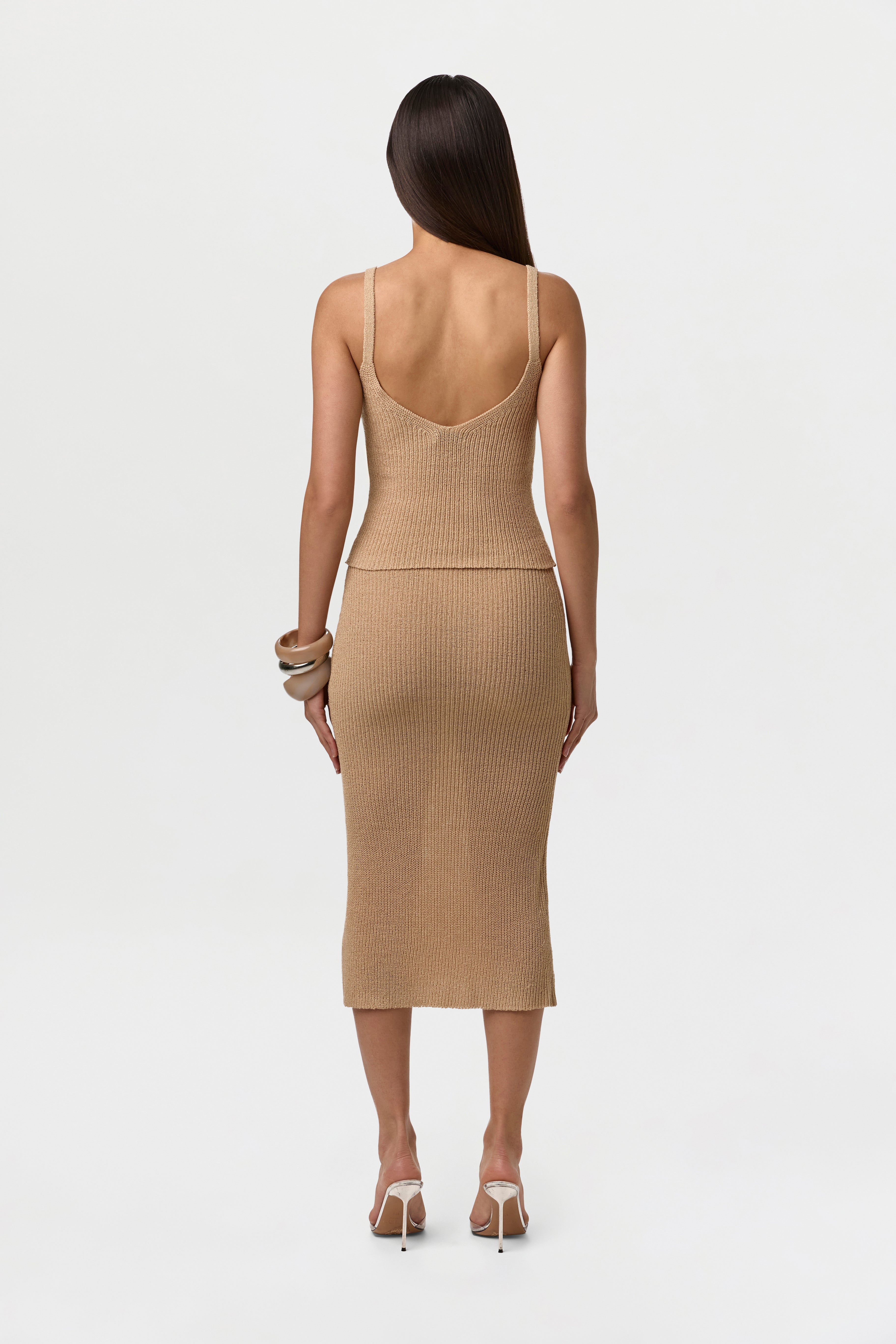 Knit High Waist Midi Skirt