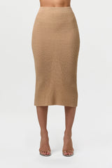 Knit High Waist Midi Skirt