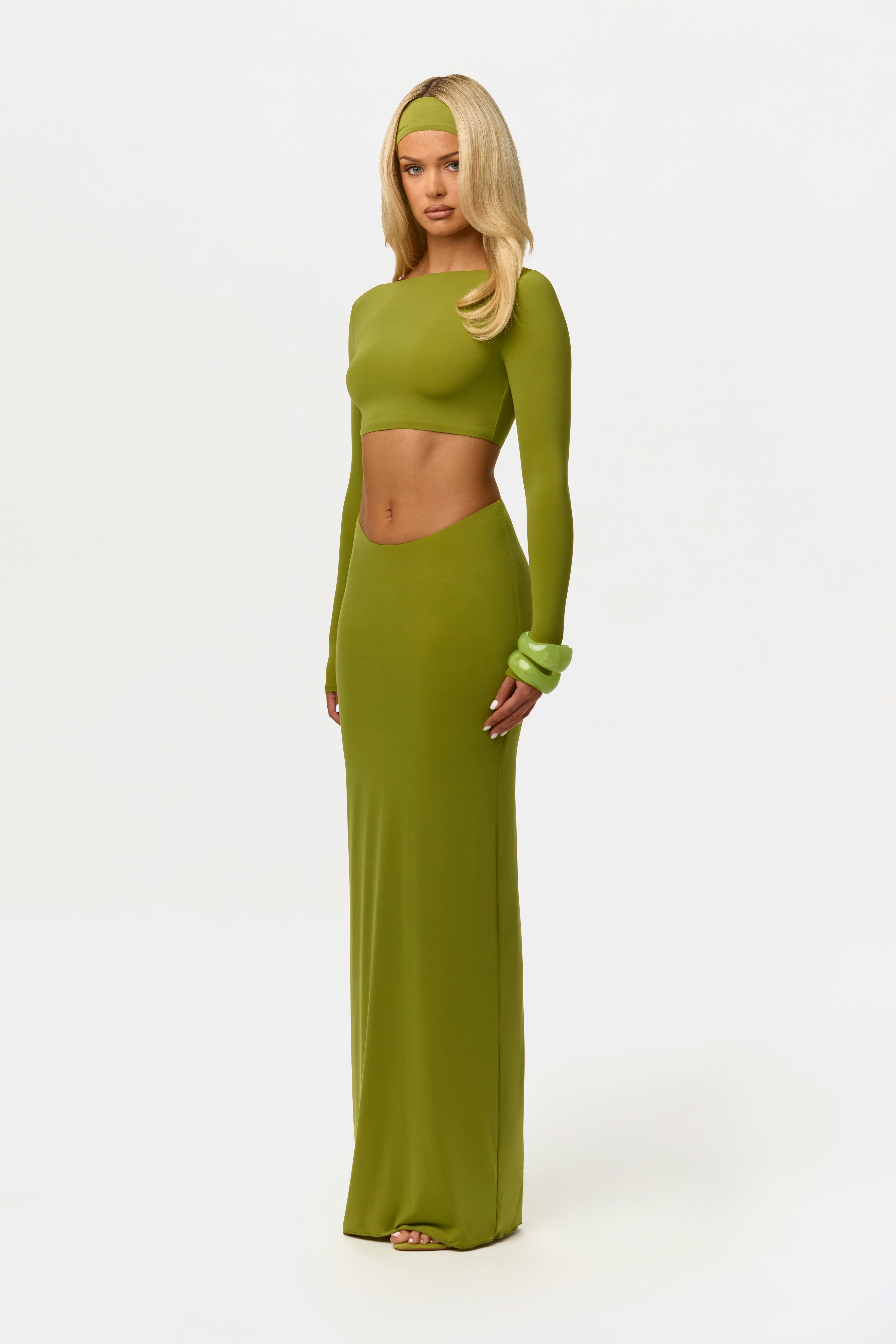 Naked Scoop Waist Maxi Skirt