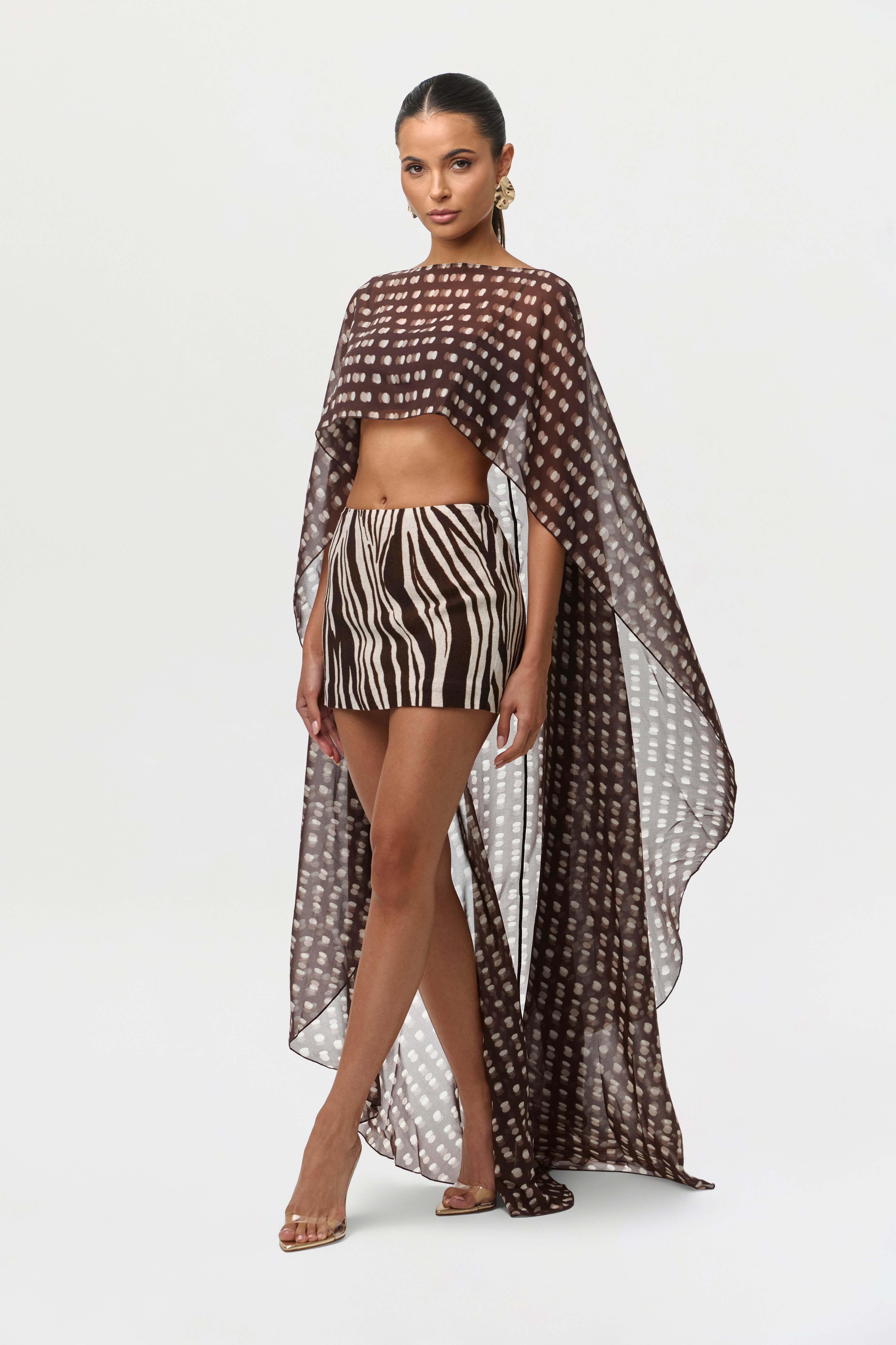 Linen Print Mini Skirt