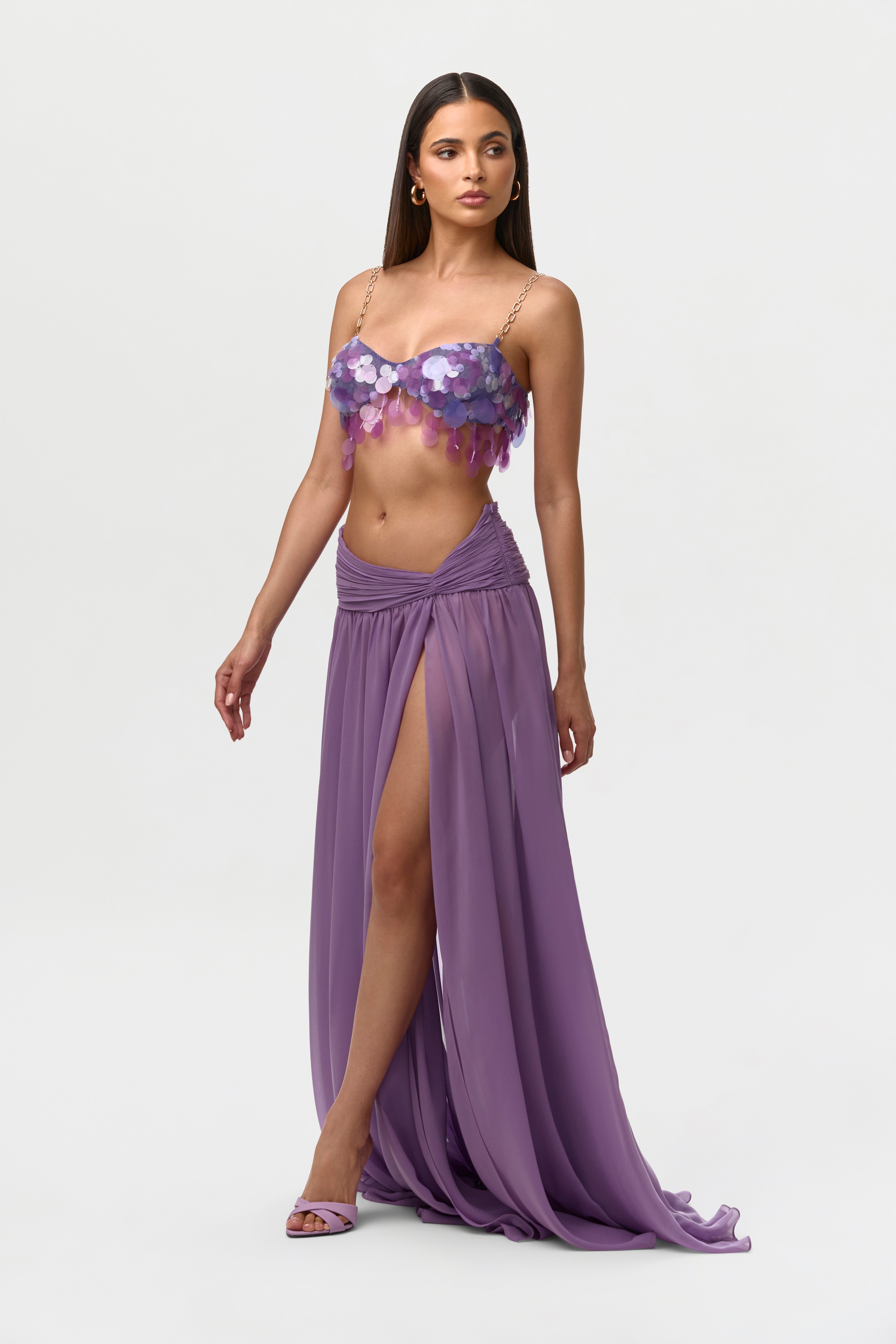 Chiffon Asymmetric Maxi Skirt