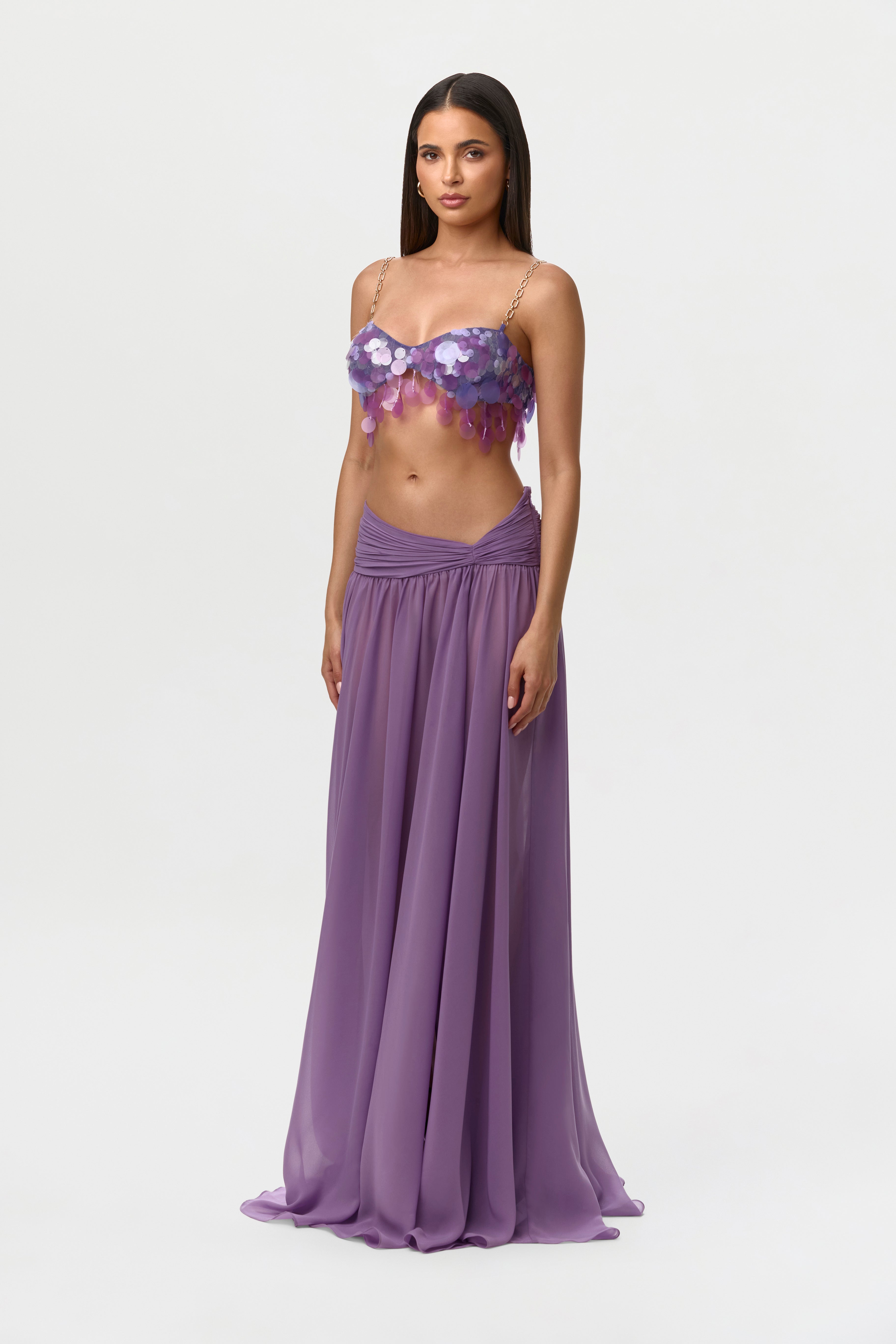 Chiffon Asymmetric Maxi Skirt