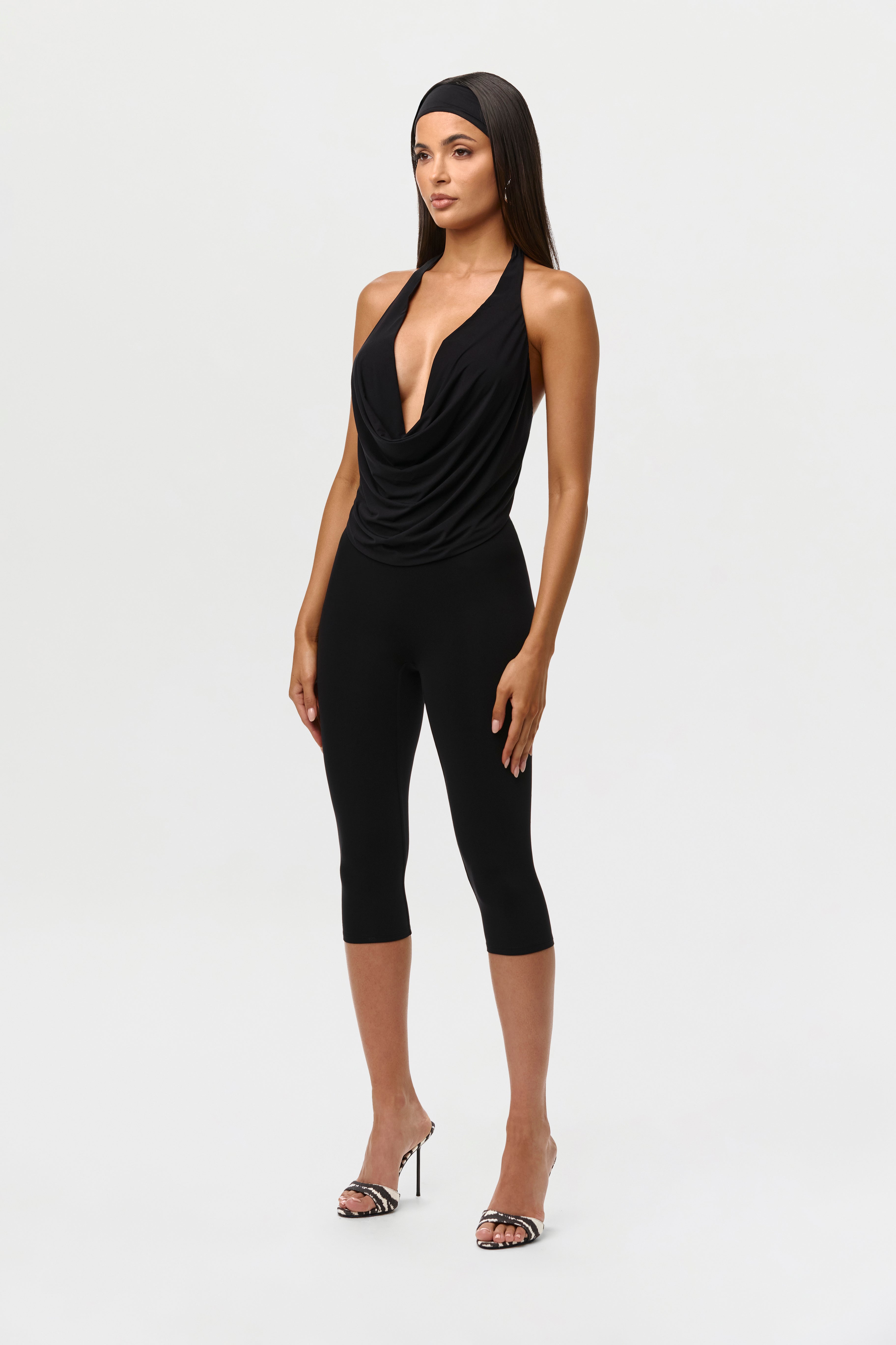 Naked Cowl Drape Halter Top