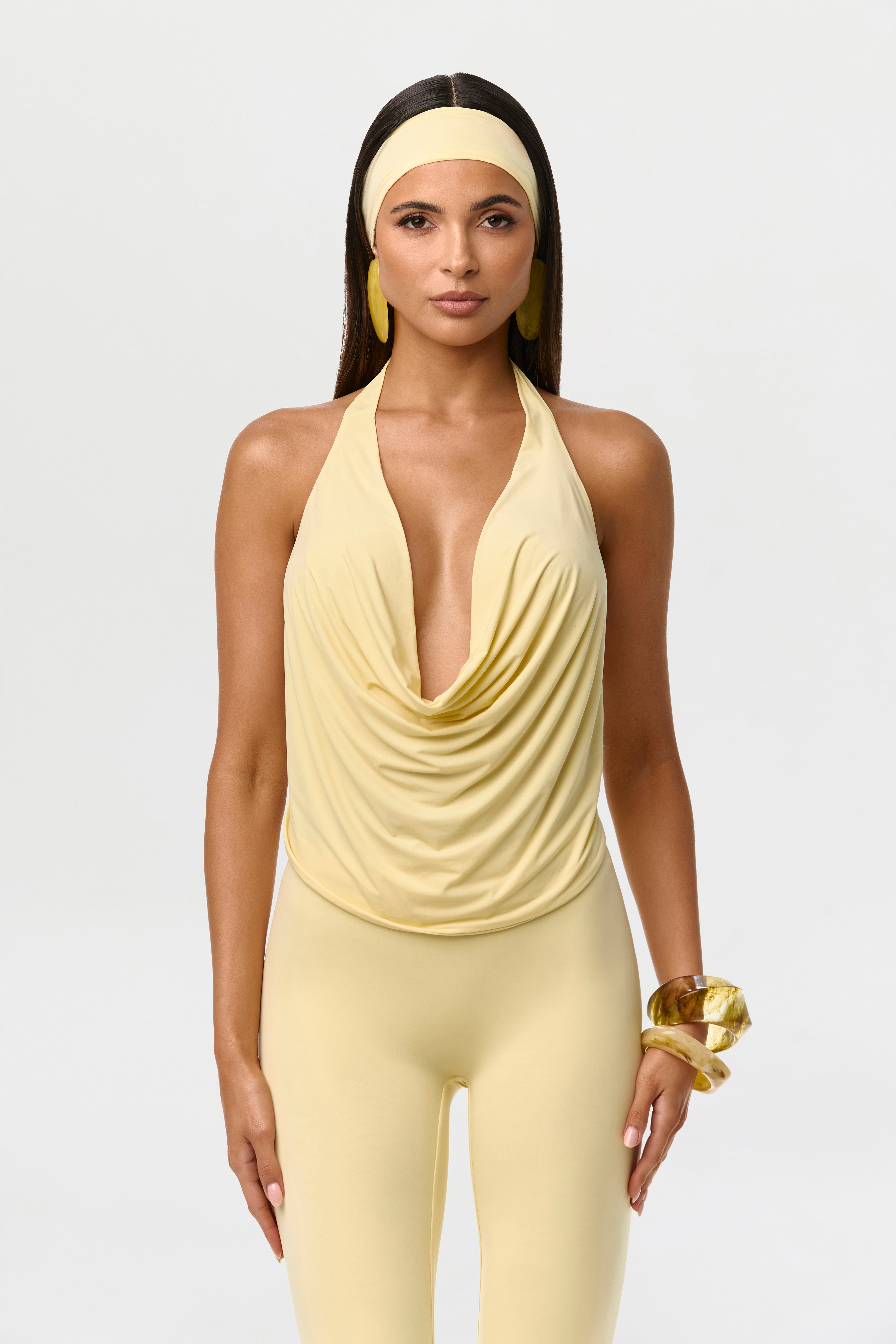 Naked Cowl Drape Halter Top