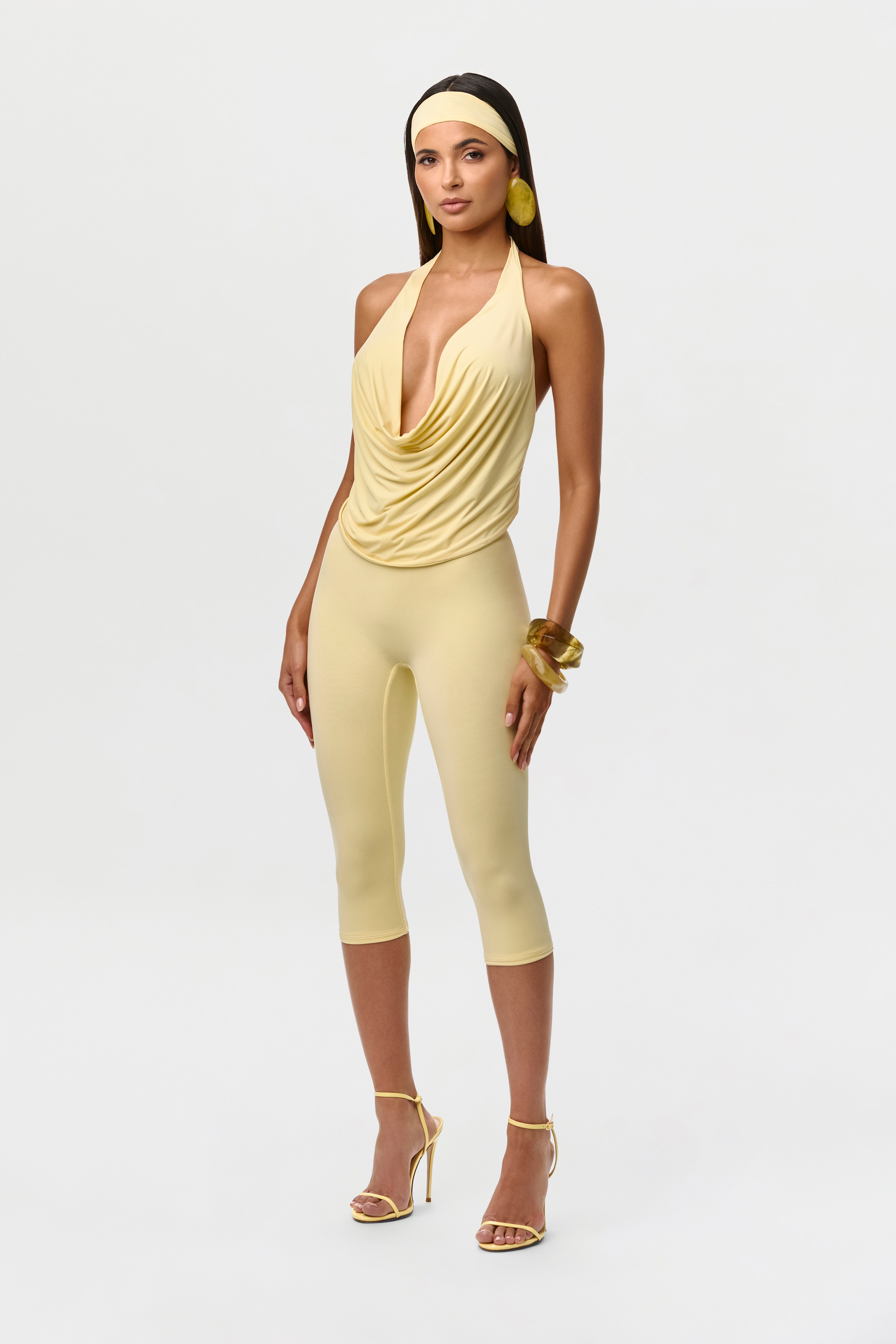 Naked Cowl Drape Halter Top