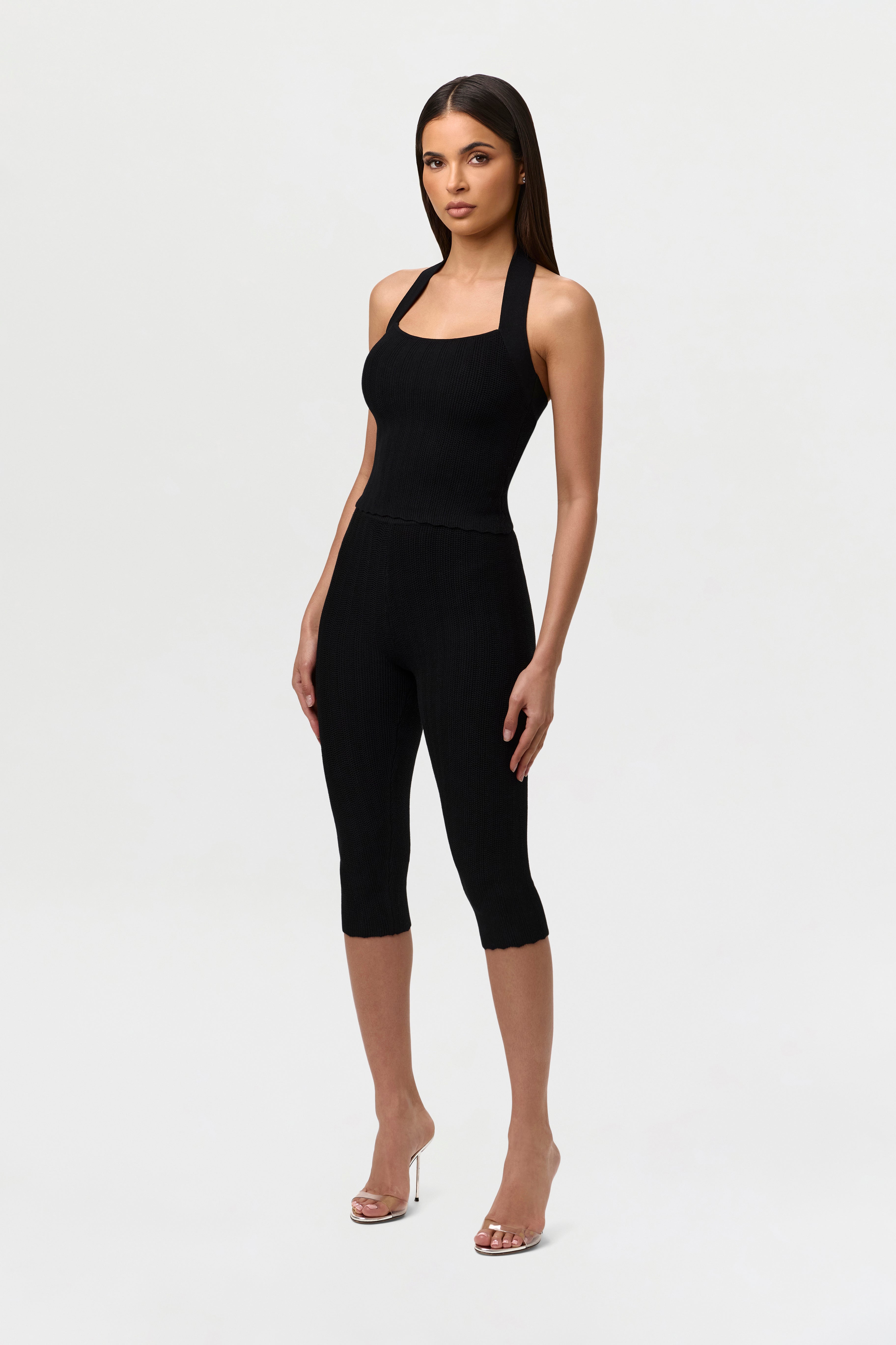 Knit Scallop Capri Leggings