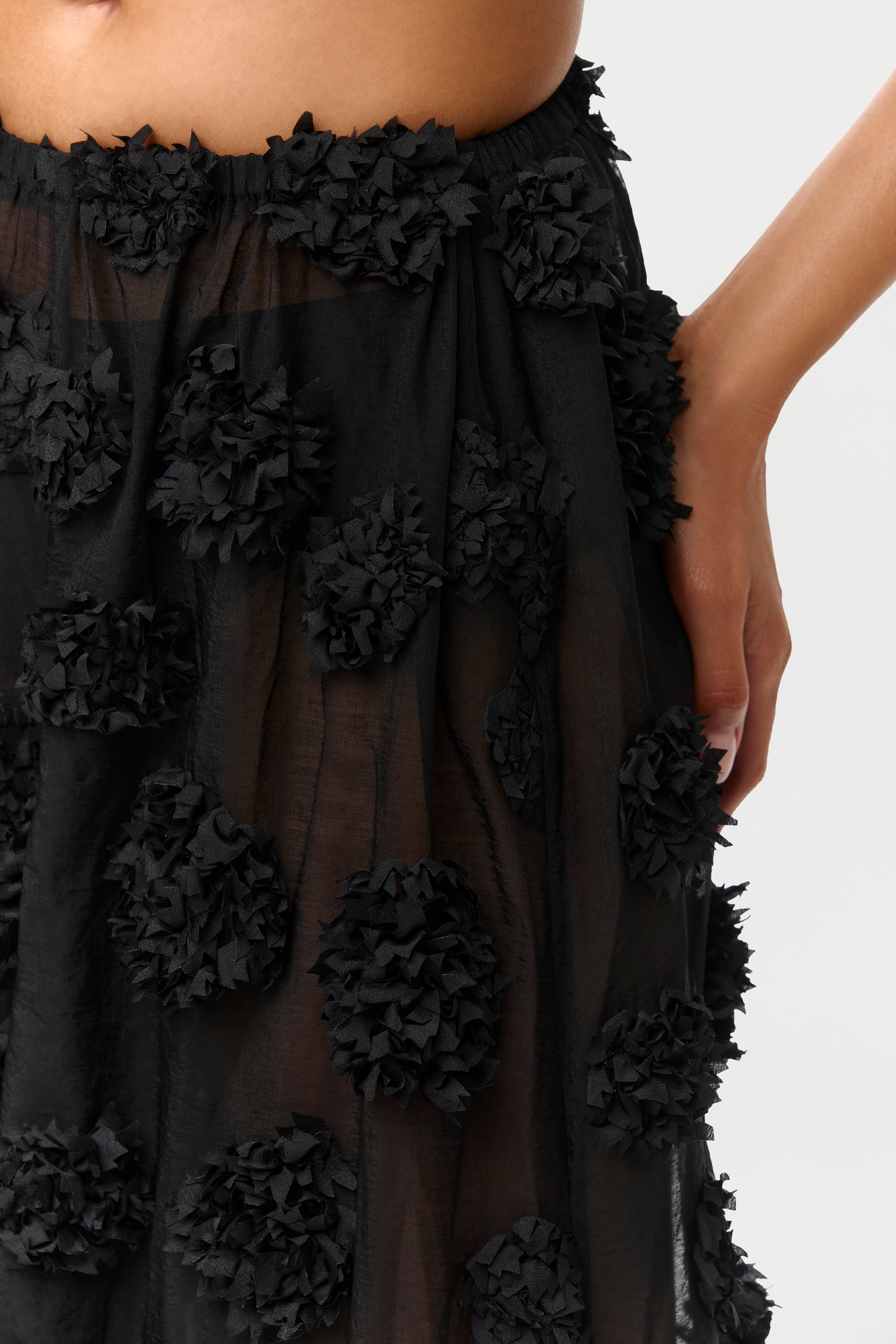 Floral Appliqué Wide Leg Pants