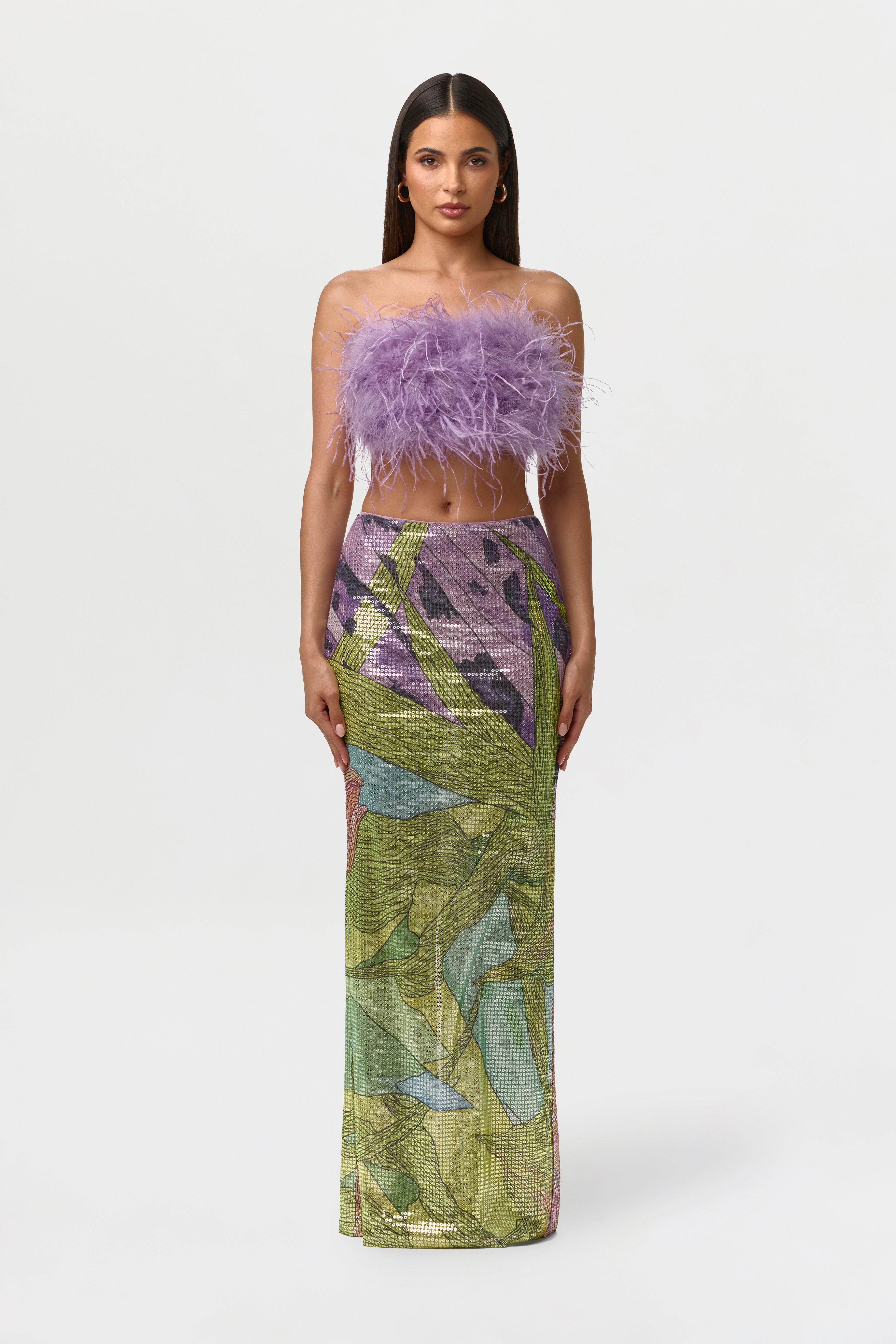 Sequin Print Maxi Skirt