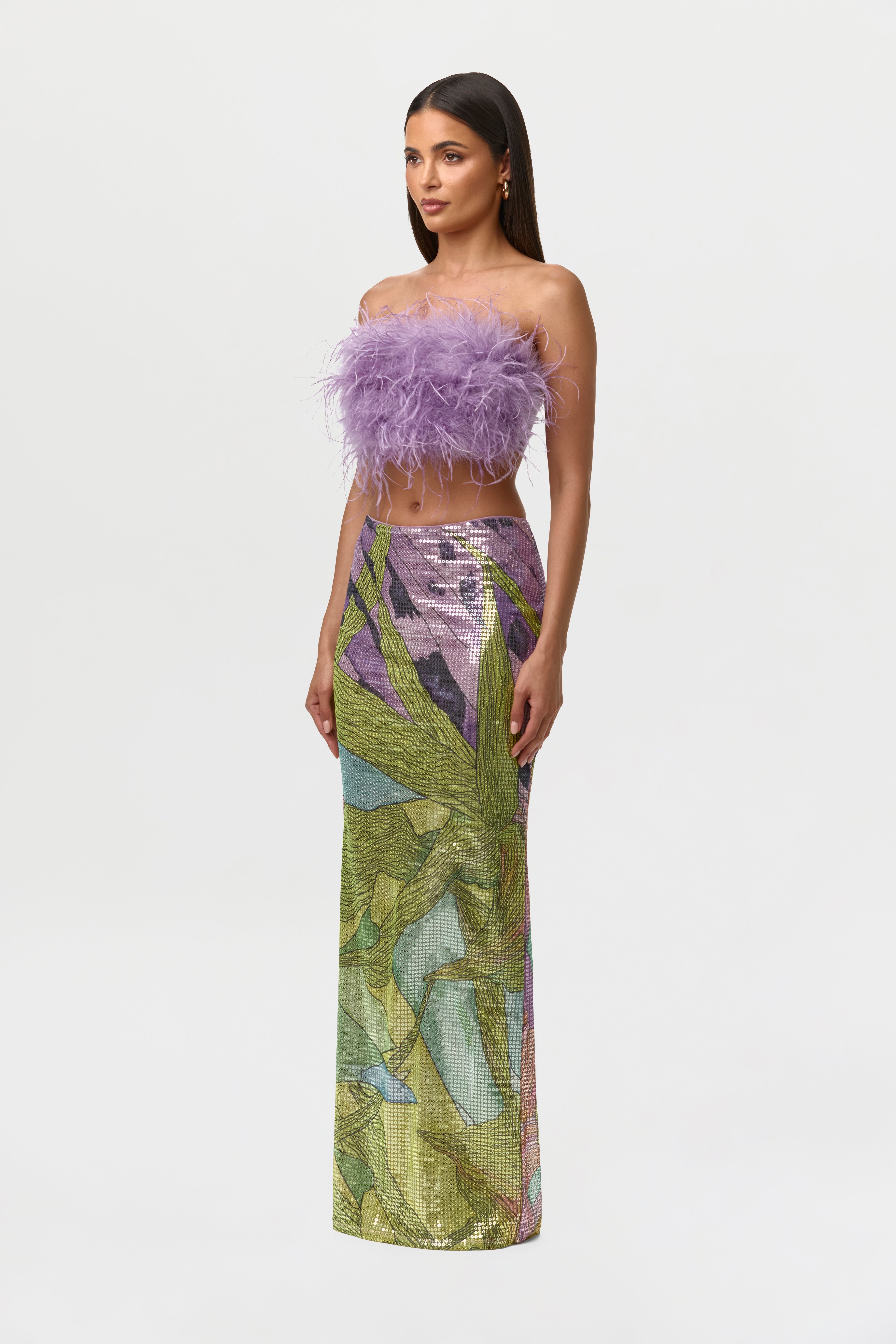 Sequin Print Maxi Skirt