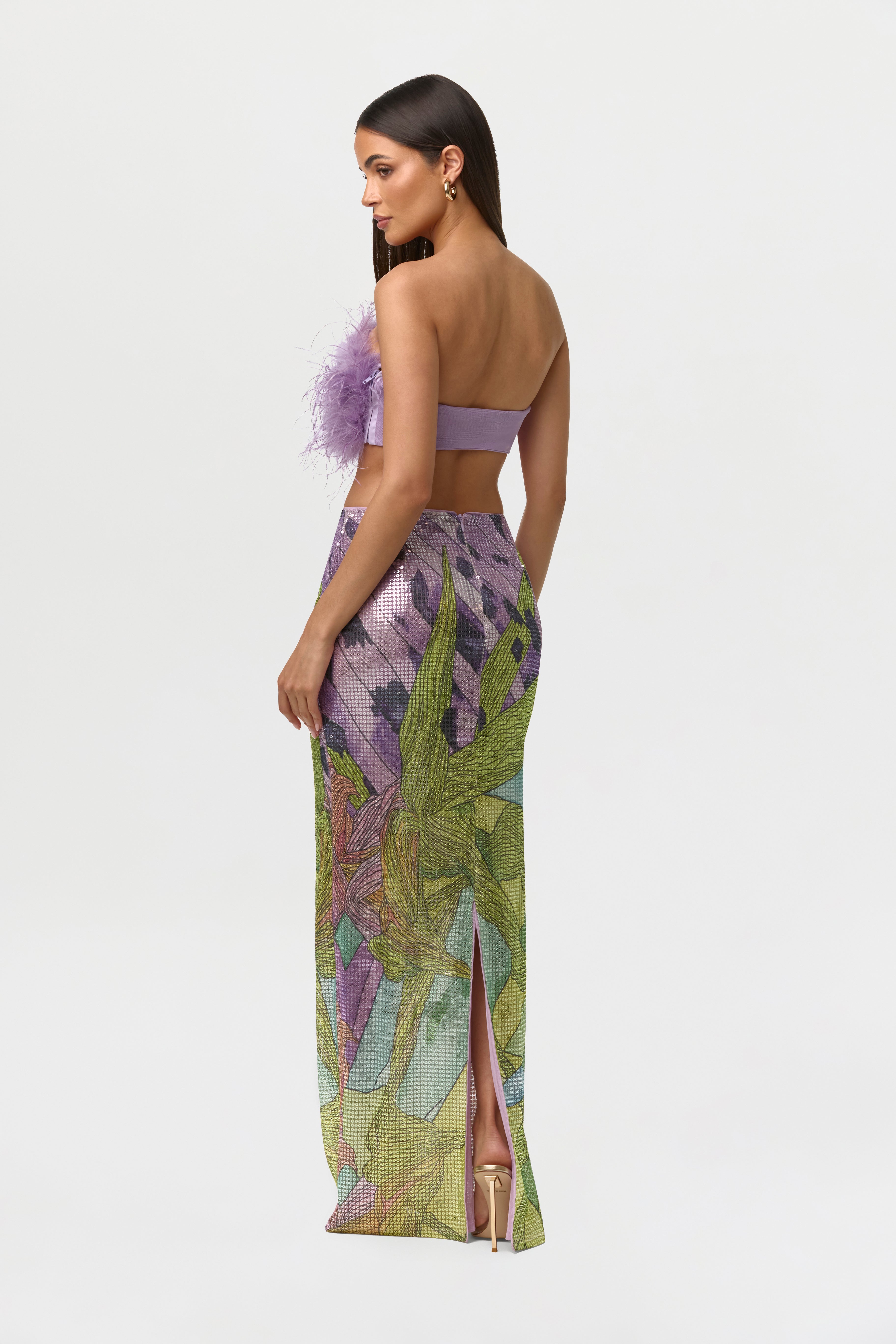 Sequin Print Maxi Skirt