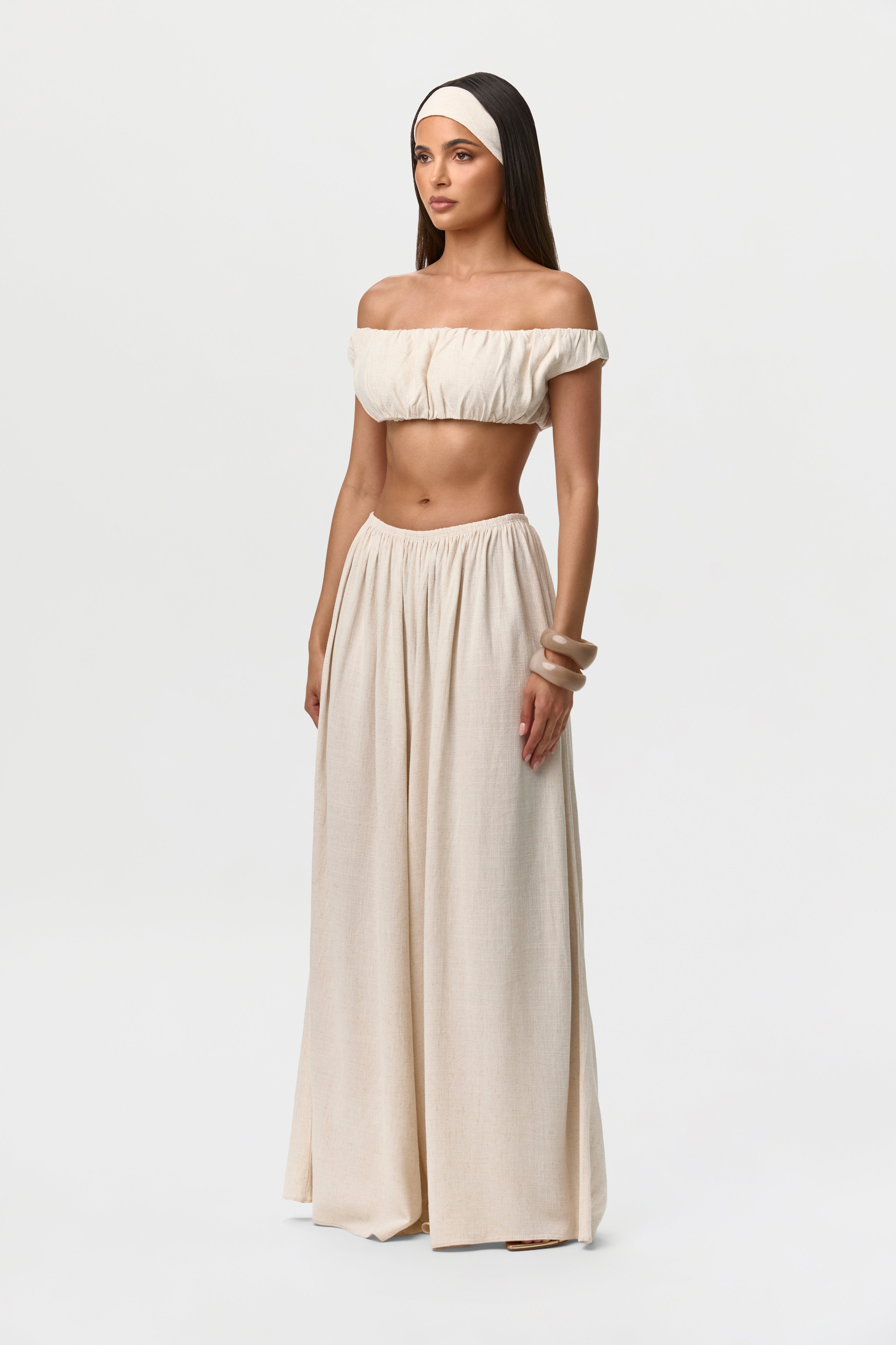 Linen Pleated Wide Leg Pants