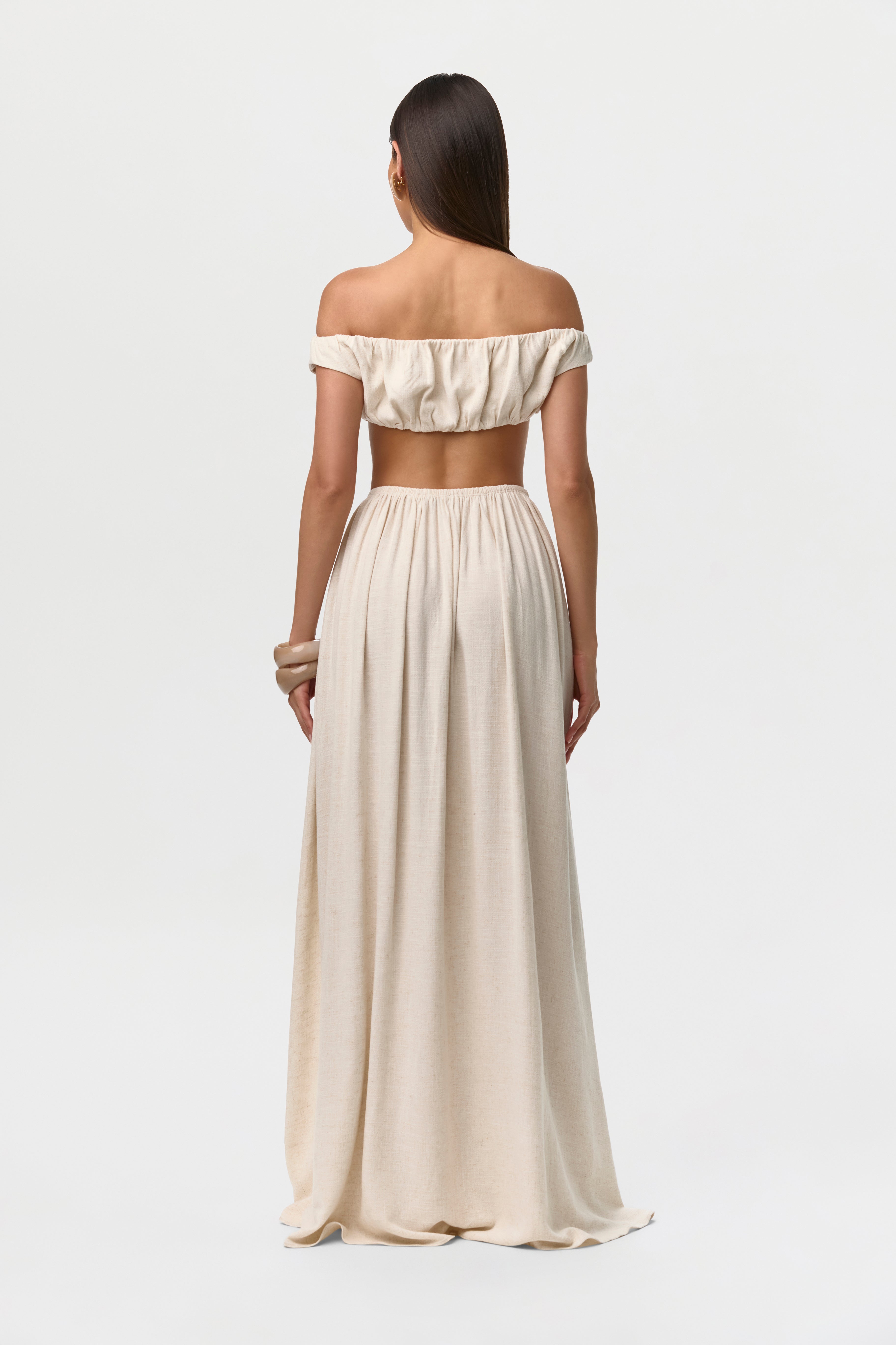 Linen Pleated Maxi Skirt
