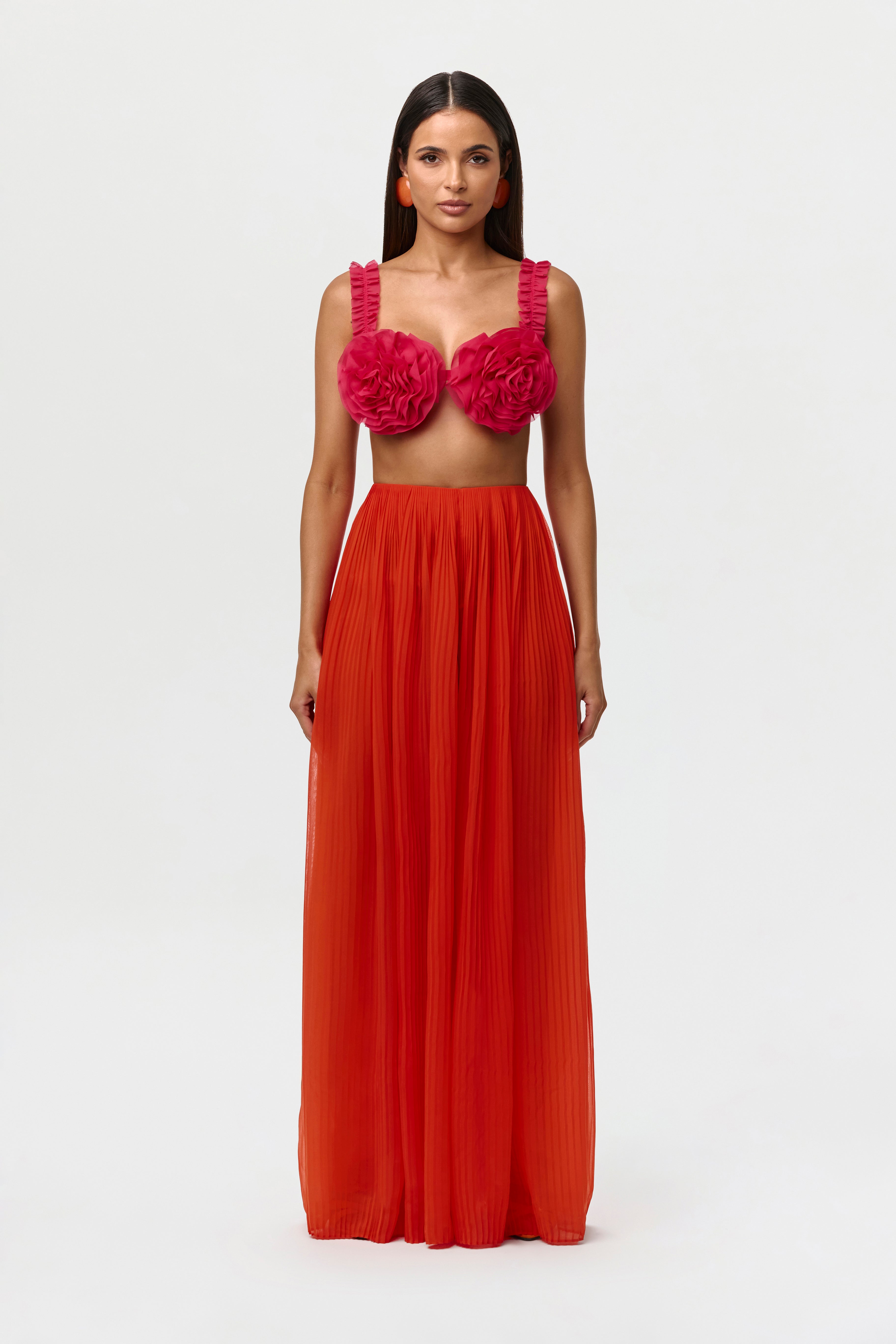 Chiffon Pleated Wide Leg Pants