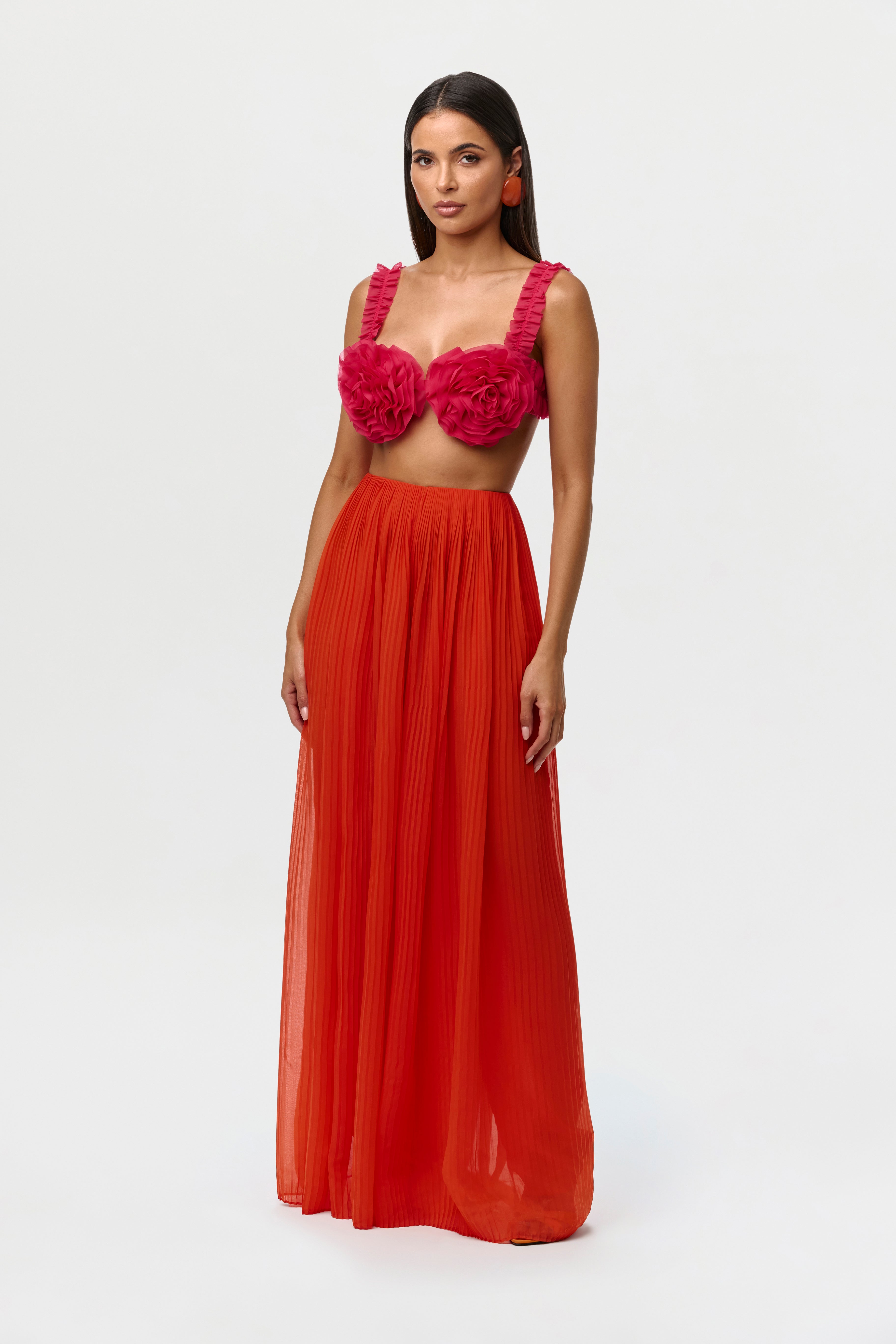 Chiffon Pleated Wide Leg Pants