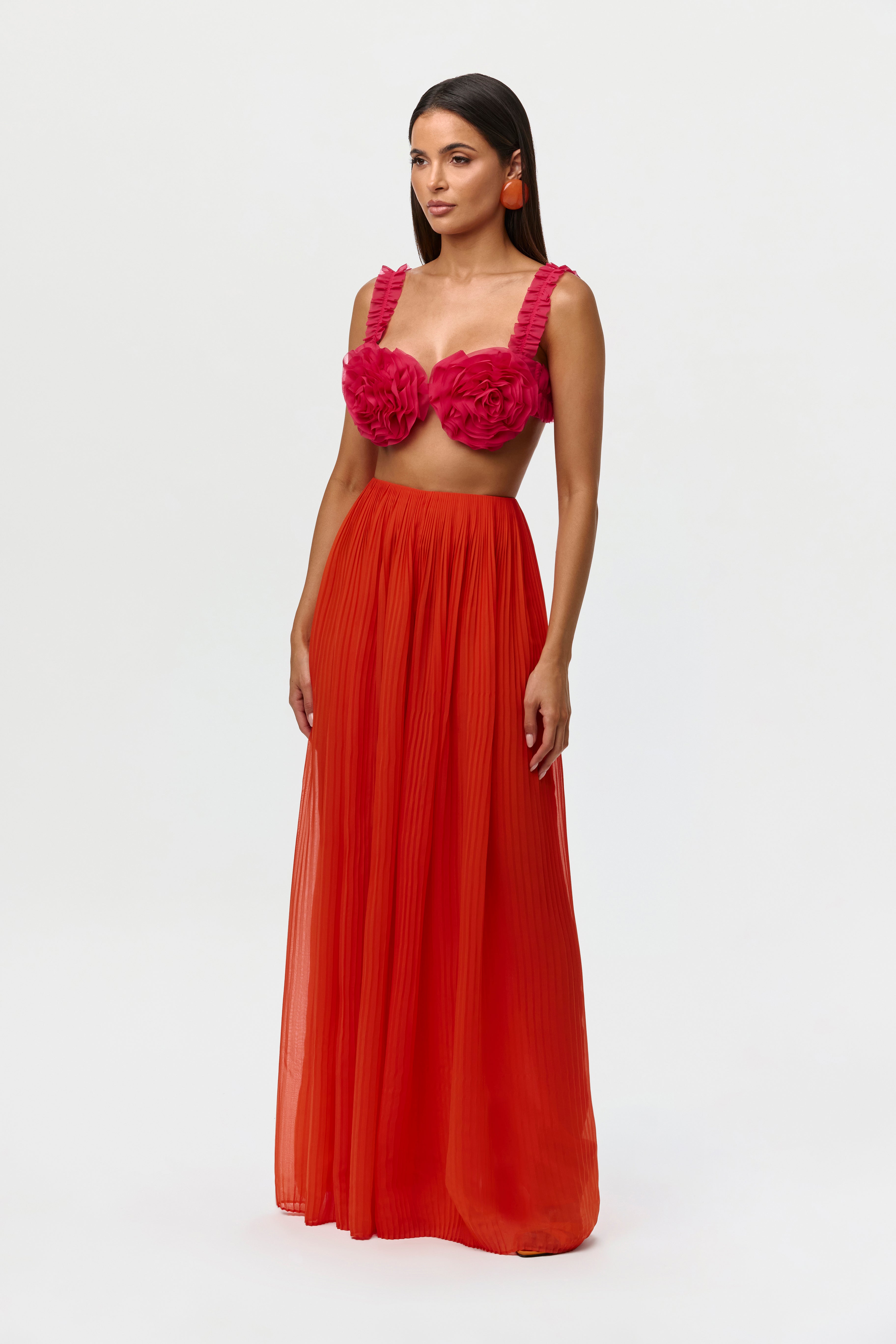 Chiffon Pleated Wide Leg Pants