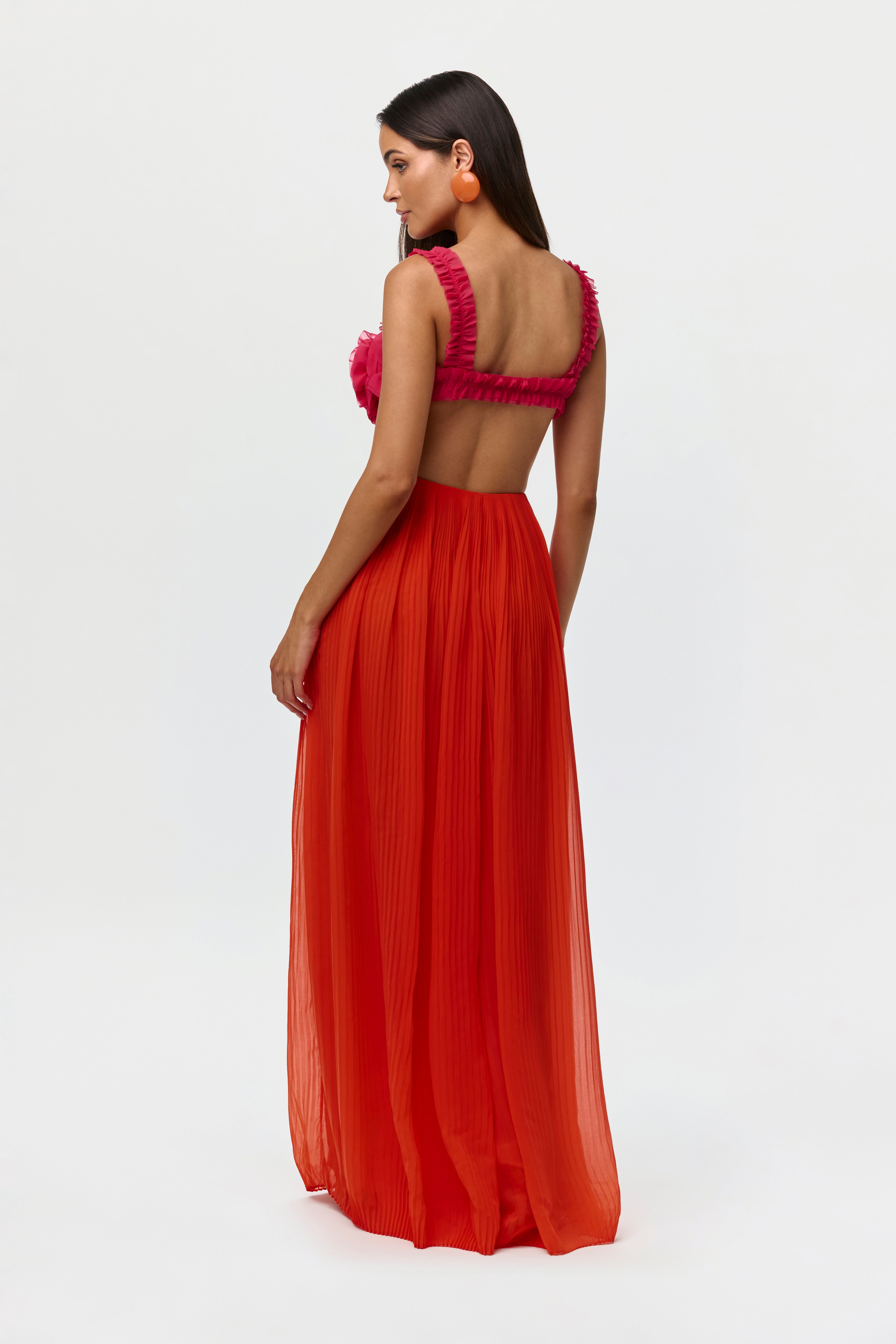 Chiffon Pleated Wide Leg Pants