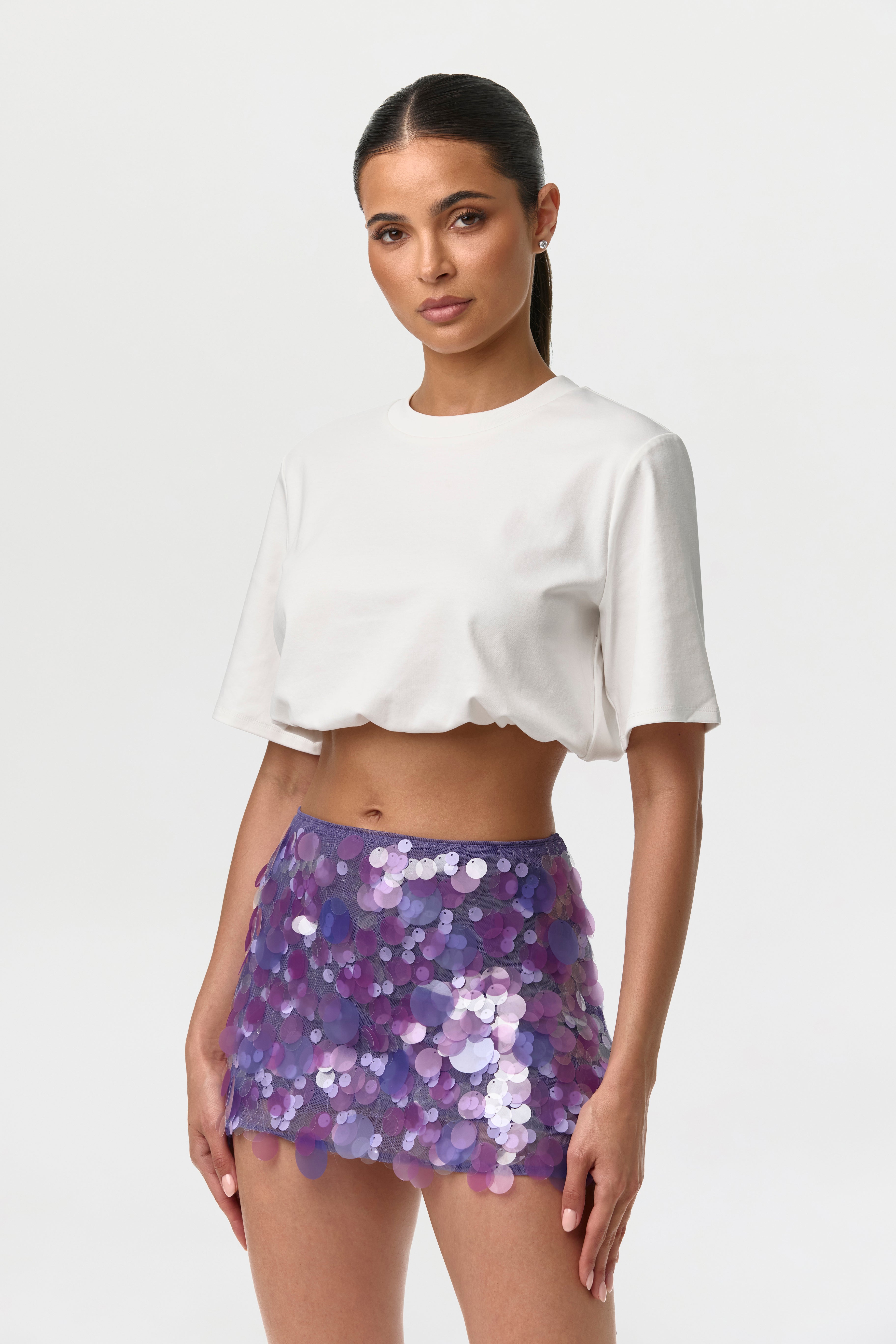 Cotton Crew Crop Top Shirt
