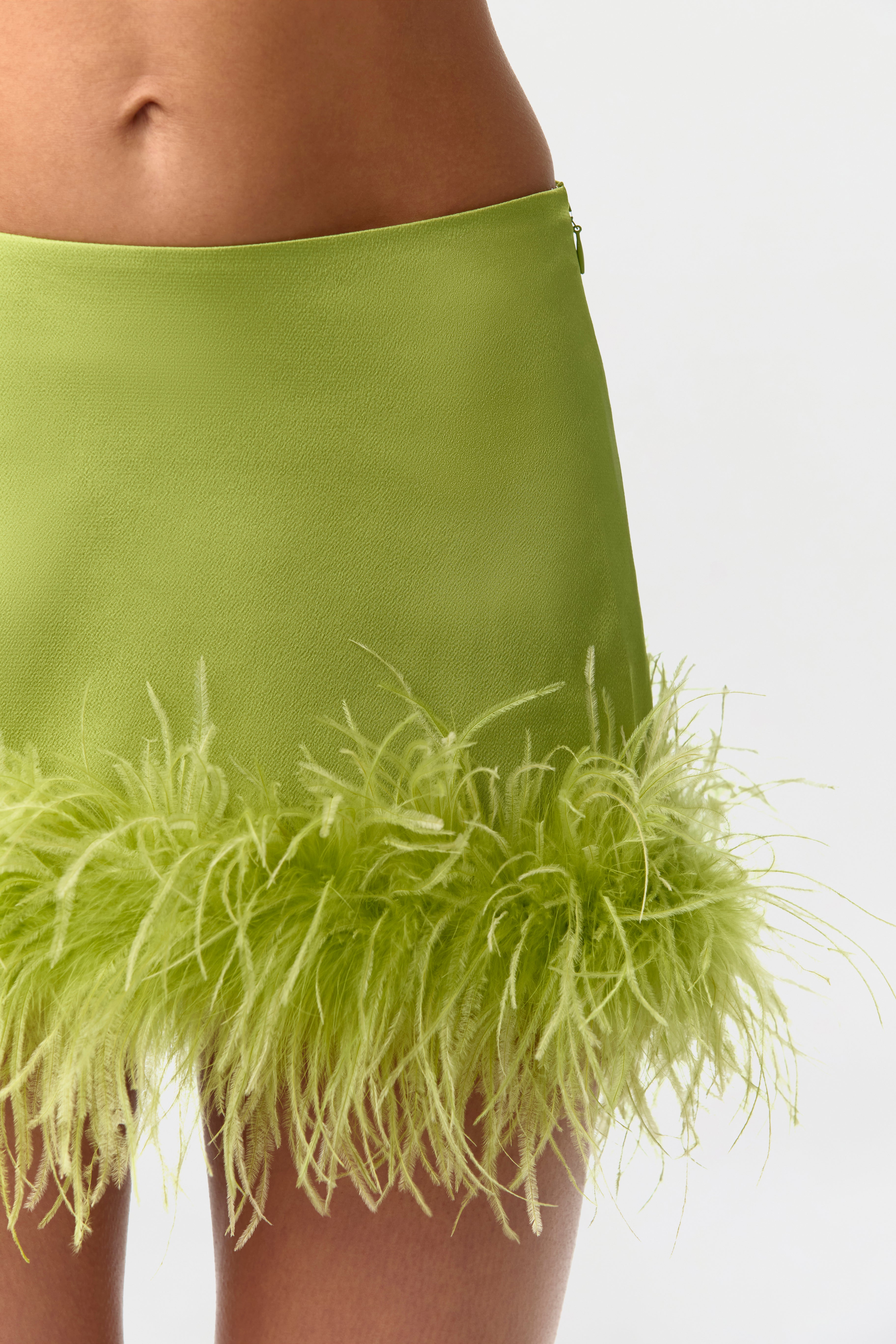 Satin Feather Mini Skirt